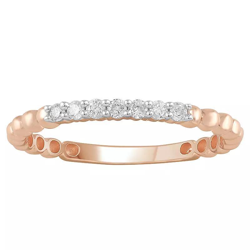 10k Gold 1/8 Carat T.W. Diamond Stackable Band Ring, Women's, Pink Product Image
