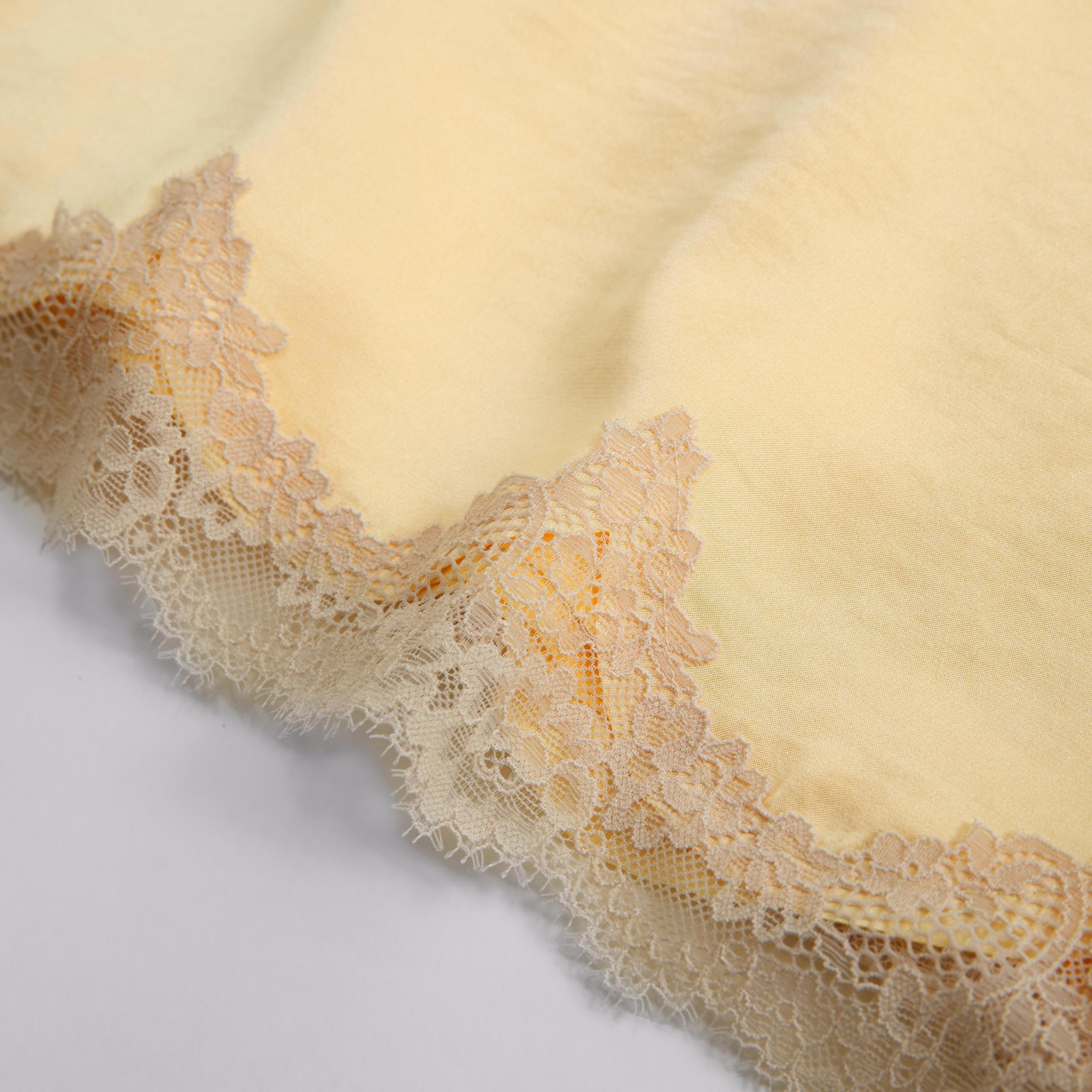 High Rise Satin Lace-Hem Mini Skirt Product Image