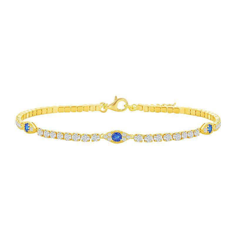 Cubic Zirconia Evil Eye Tennis Bracelet, Womens Sterling Product Image