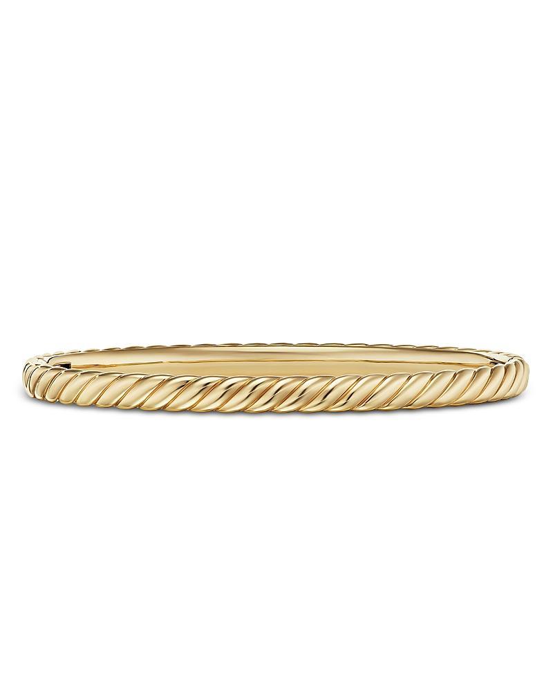 Womens Sculpted Cable Bangle Bracelet in 18K Yellow Gold Product Image