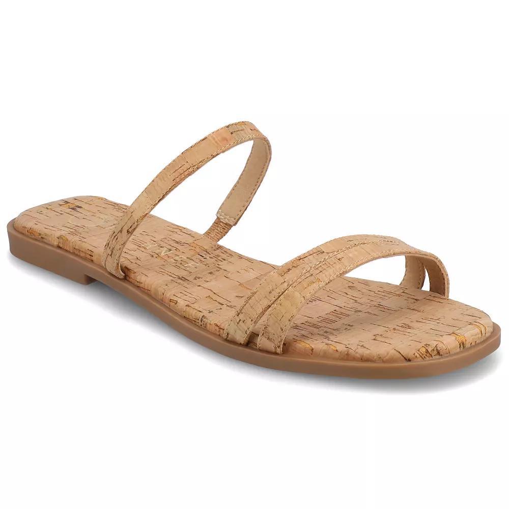 Journee Women's Multi Strap Slide On Flat Sandals, Size: 9, Brown Product Image