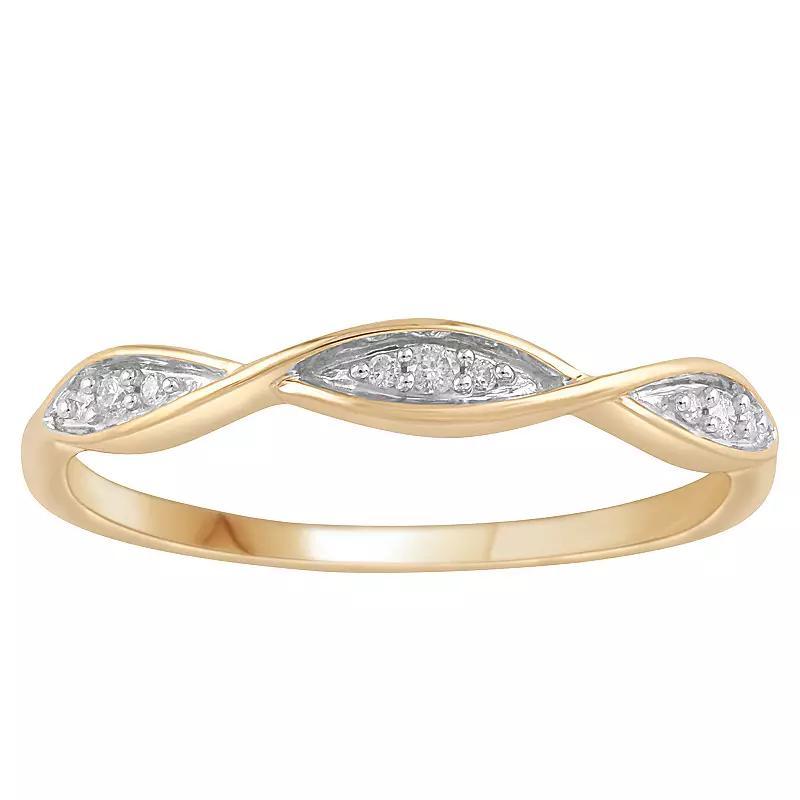 10k Gold Diamond Accent Twist Band Ring, Women's, Size: 8, Pink Product Image