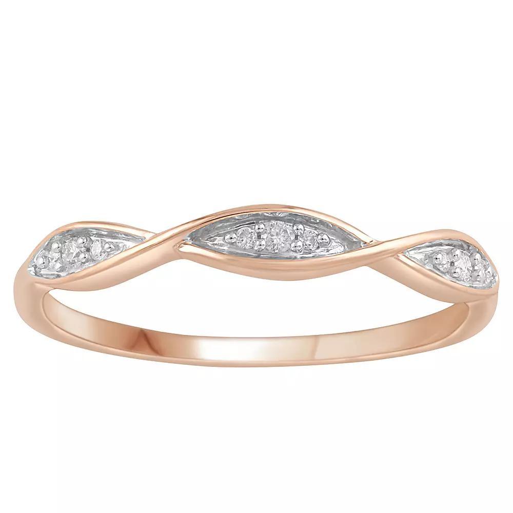 10k Gold Diamond Accent Twist Band Ring, Women's, Size: 8, Pink Product Image