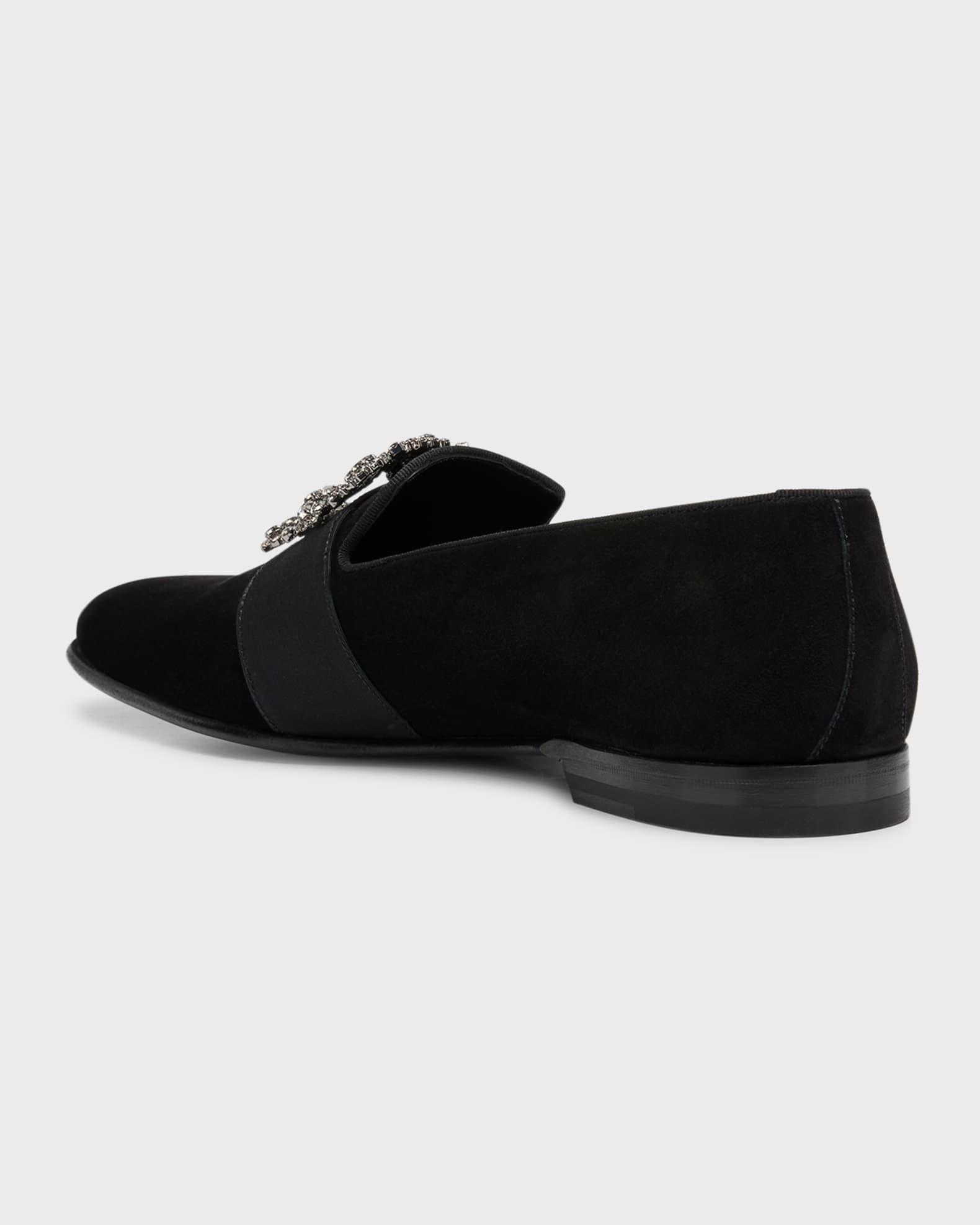 Men's Carlton Suede Crystal Buckle Loafers Product Image