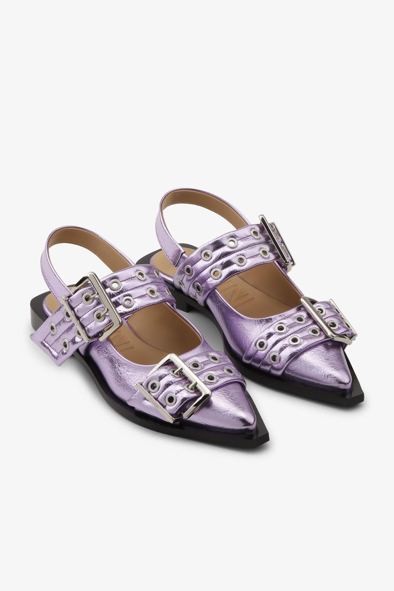 Pink Metallic Feminine Buckle Ballerinas Product Image