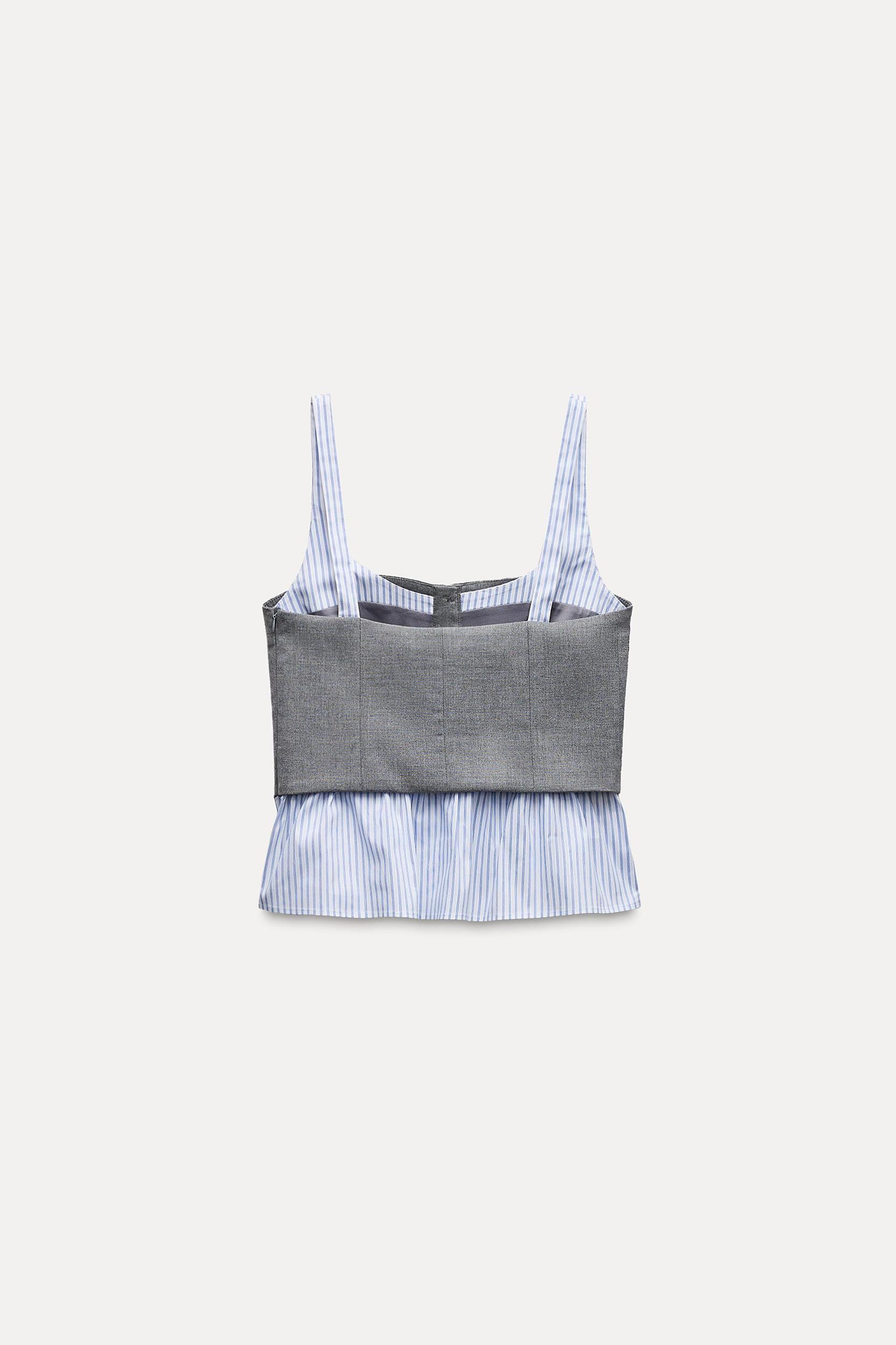 COMBINATION STRIPED POPLIN TOP Product Image