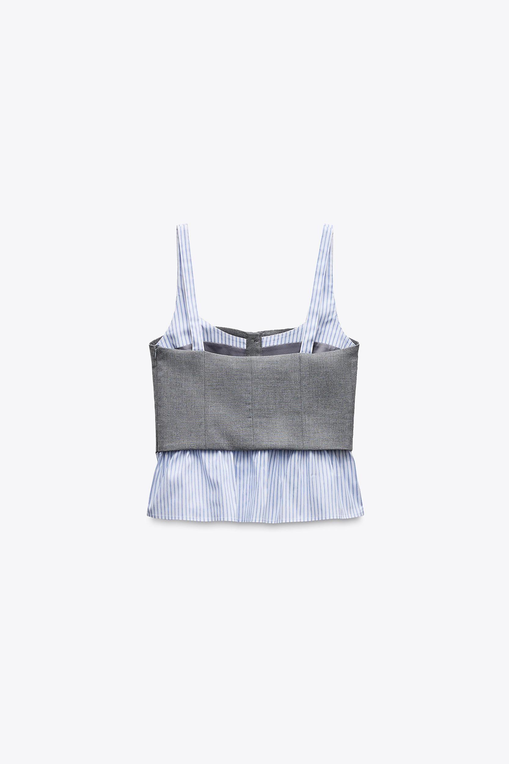 COMBINATION STRIPED POPLIN TOP Product Image