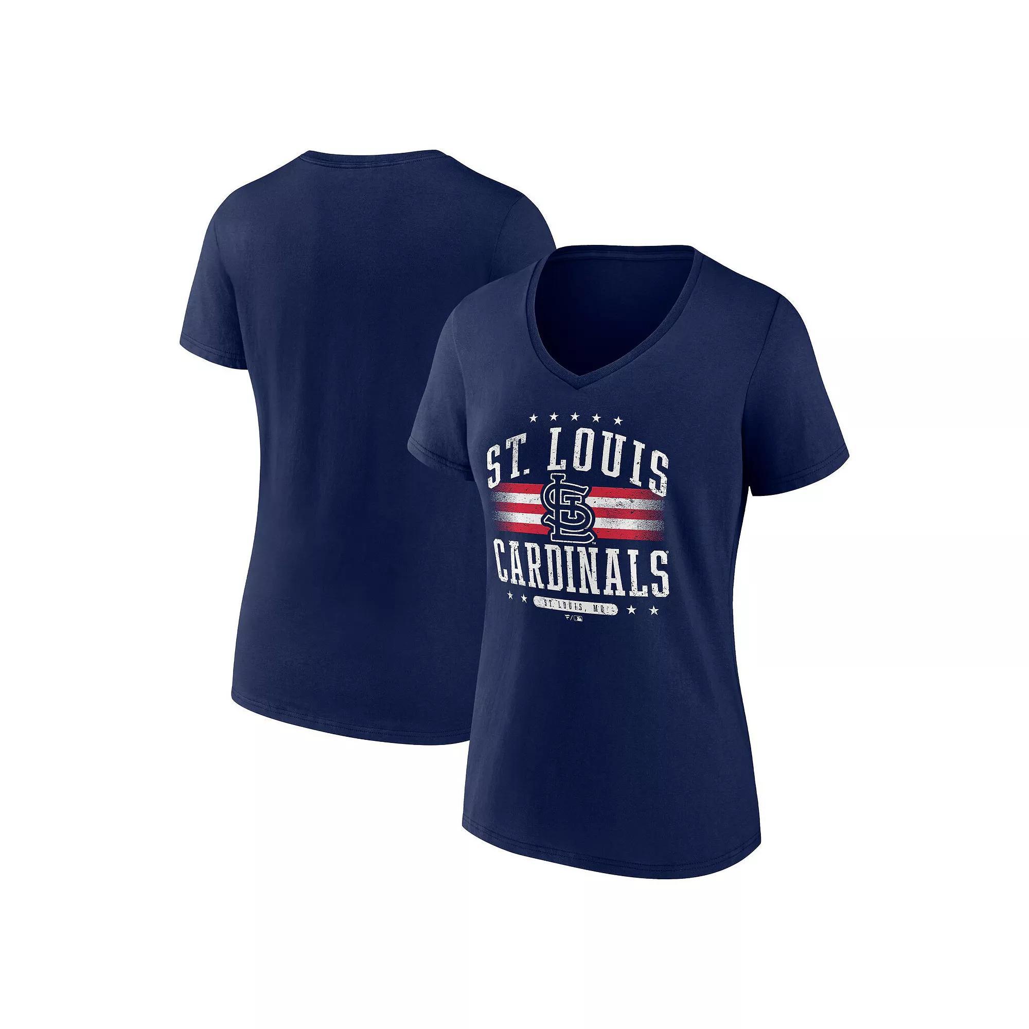 Women's Fanatics Branded Navy St. Louis Cardinals Americana V-Neck T-Shirt, Size: 2XL, Blue Product Image