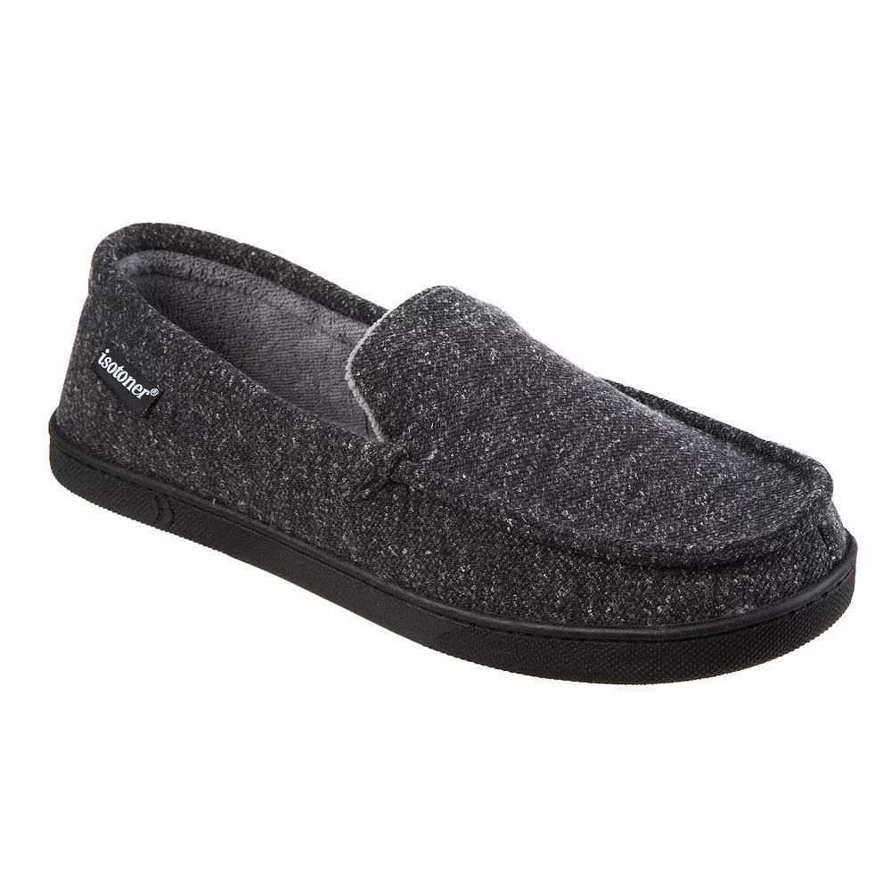 isotoner Preston Heather Knit Men's Moccasin Slippers, Size: XL, Blue Product Image