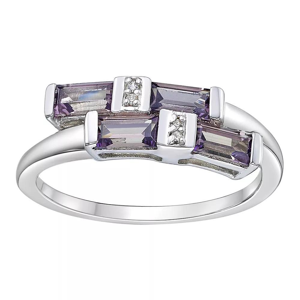 Gemminded Sterling Silver Lab-Created Alexandrite & Lab-Created White Sapphire Overlap Ring, Womens Product Image