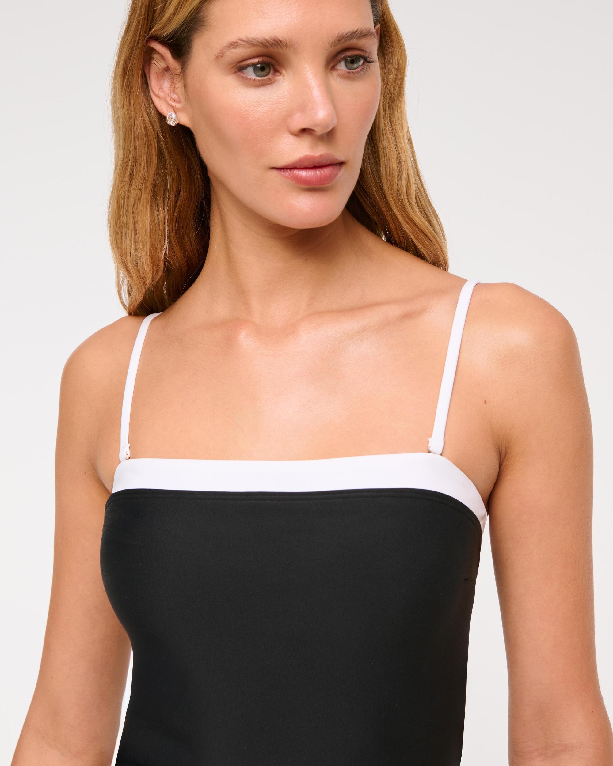 Straight Neck One-Piece Swimsuit Product Image
