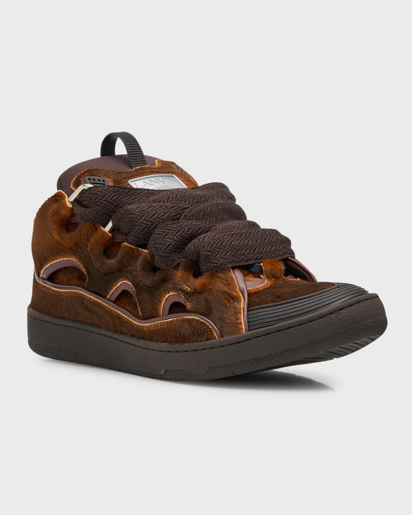 Men's Curb Pony-Effect Leather Low-Top Sneakers Product Image