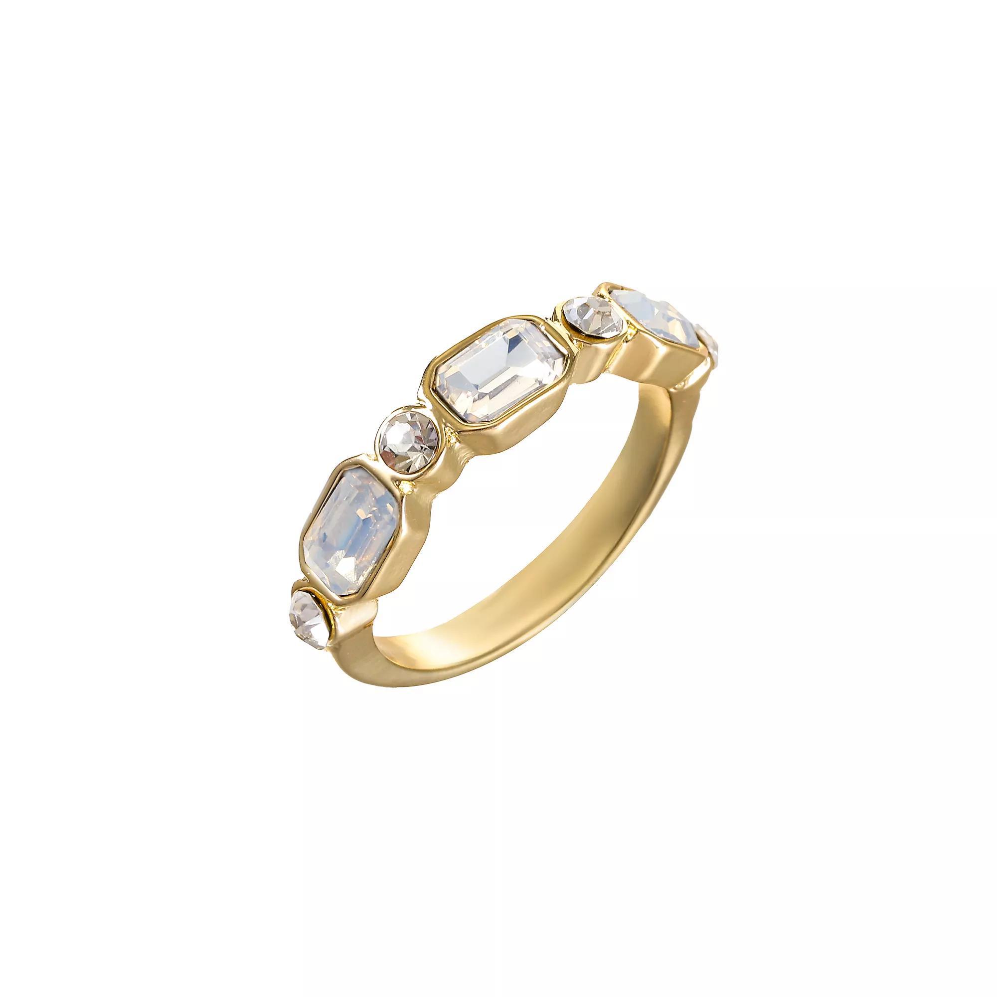 City Luxe Gold Tone Blue & Clear Crystal Ring, Women's, Size: 10, August Product Image