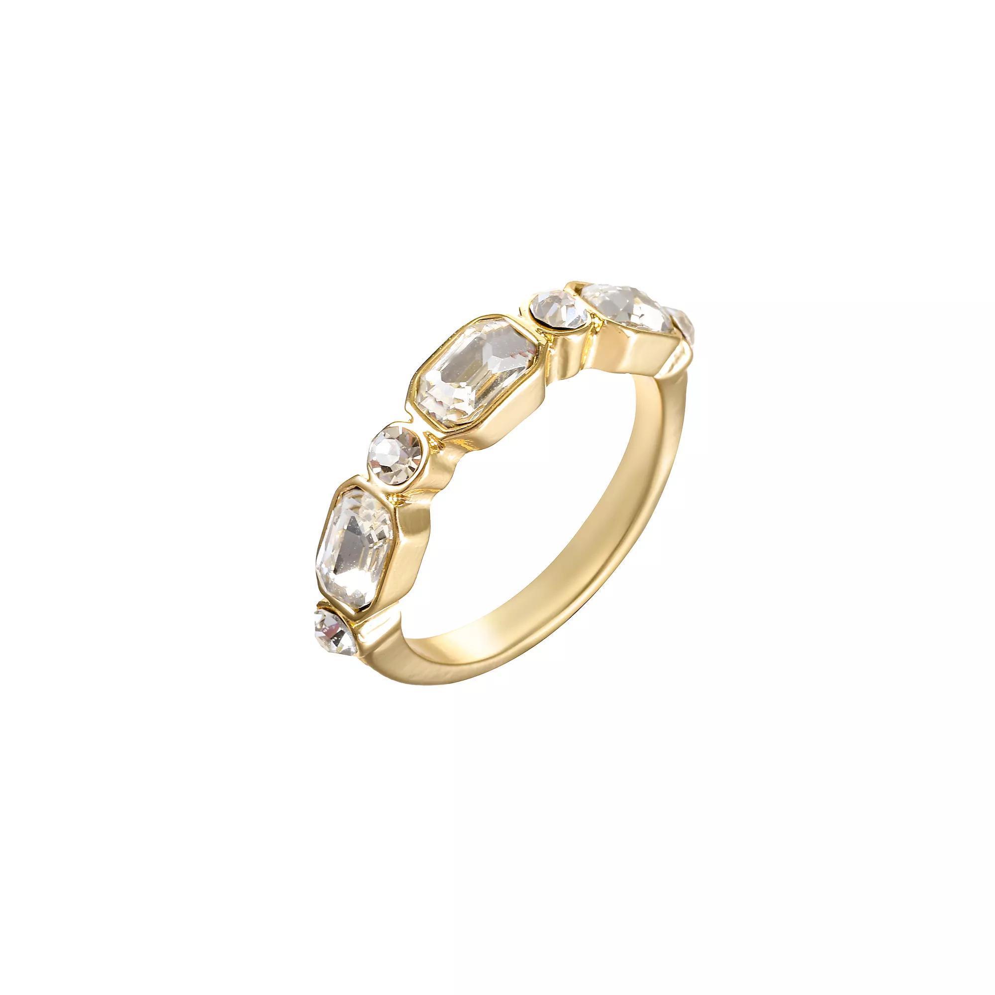 City Luxe Gold Tone Blue & Clear Crystal Ring, Women's, Size: 8, March Product Image
