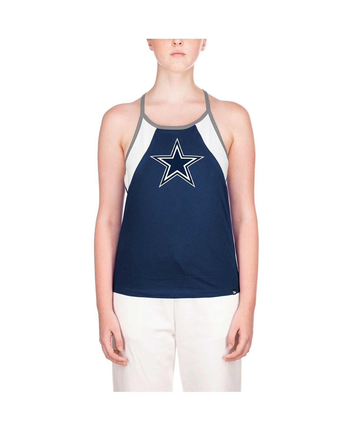 Women's New Era Navy Dallas Cowboys Ribbed Racerback Tank Top, Size: 2XL, Blue Product Image