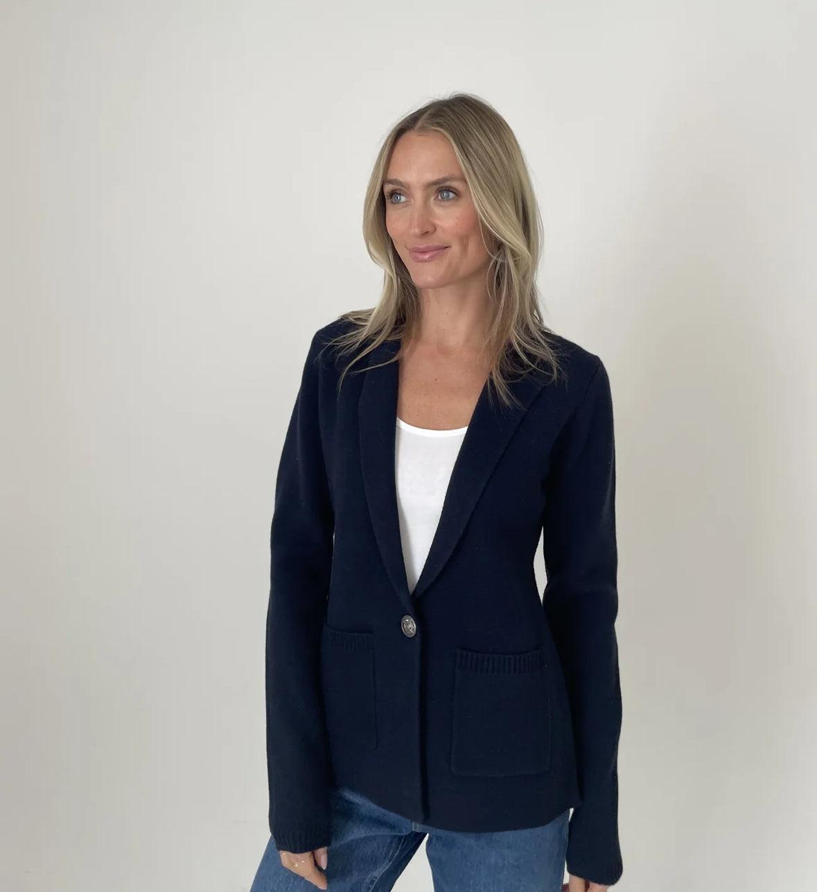 Paloma Sweater Blazer-Navy- Six Fifty Clothing Product Image