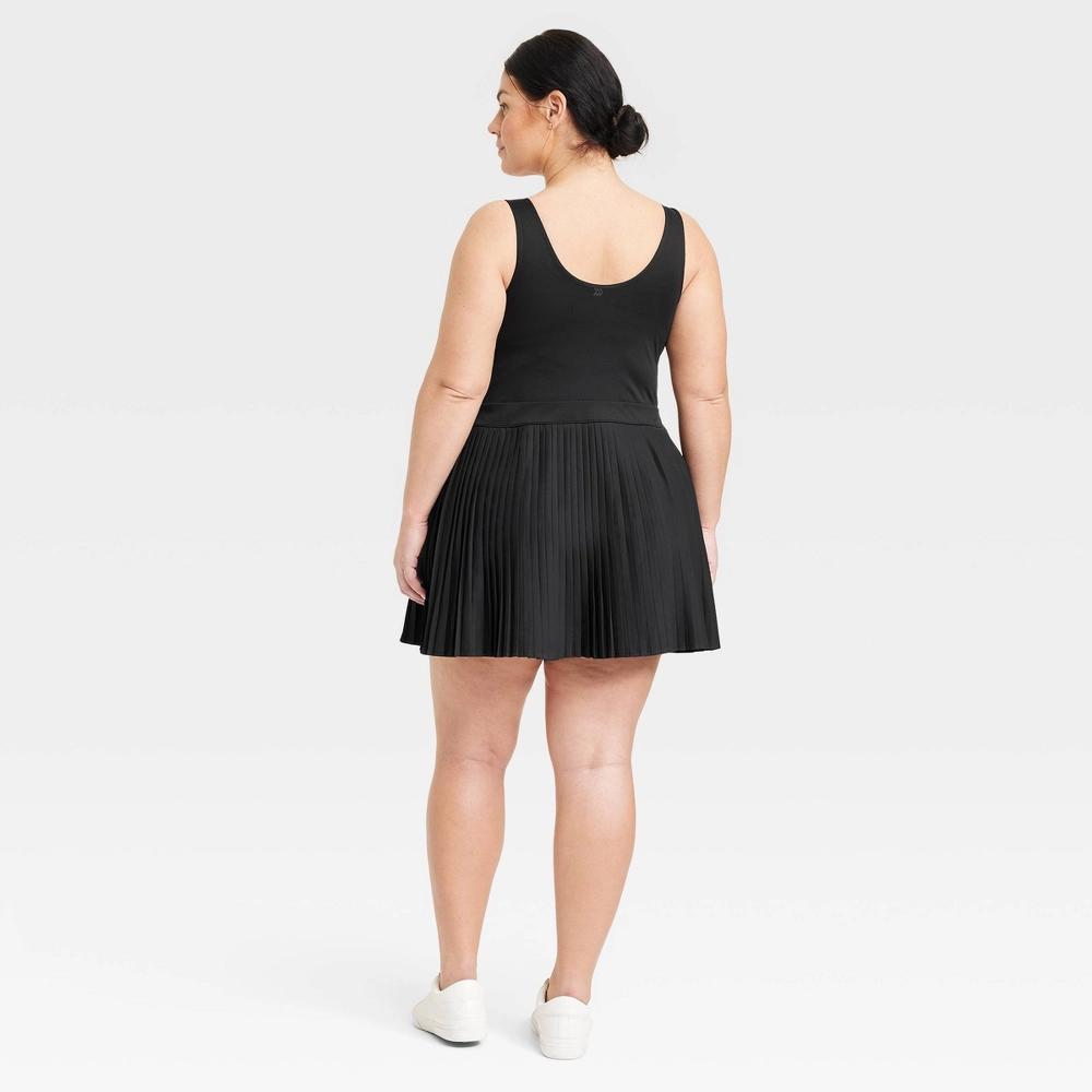 Women's Pleated Active Dress - All In Motion™ Black XXL: Recycled Polyester, Spandex, Built-in Shorts, Moisture Wicking, UPF 50+ Product Image