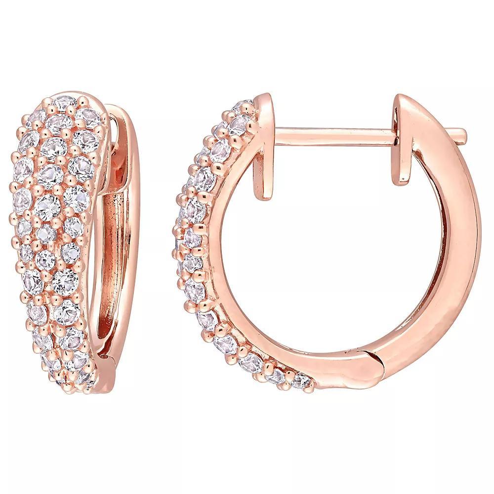 Stella Grace 10k Rose Gold White Sapphire Hoop Earrings, Women's, 10k Rsgold Product Image
