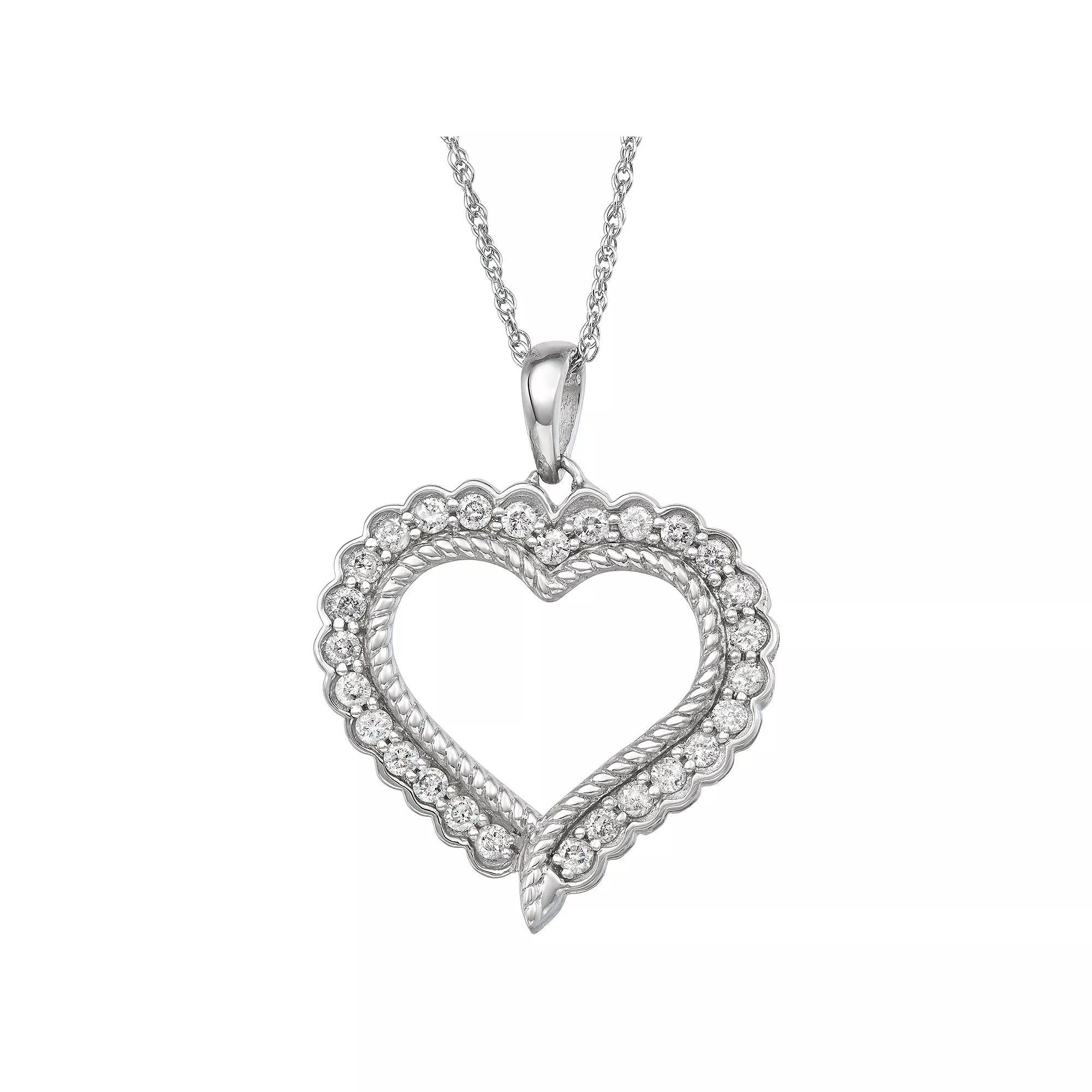 Jewelexcess Sterling Silver 1/2 Carat Diamond Heart Pendant Necklace, Women's, Size: 18" Product Image