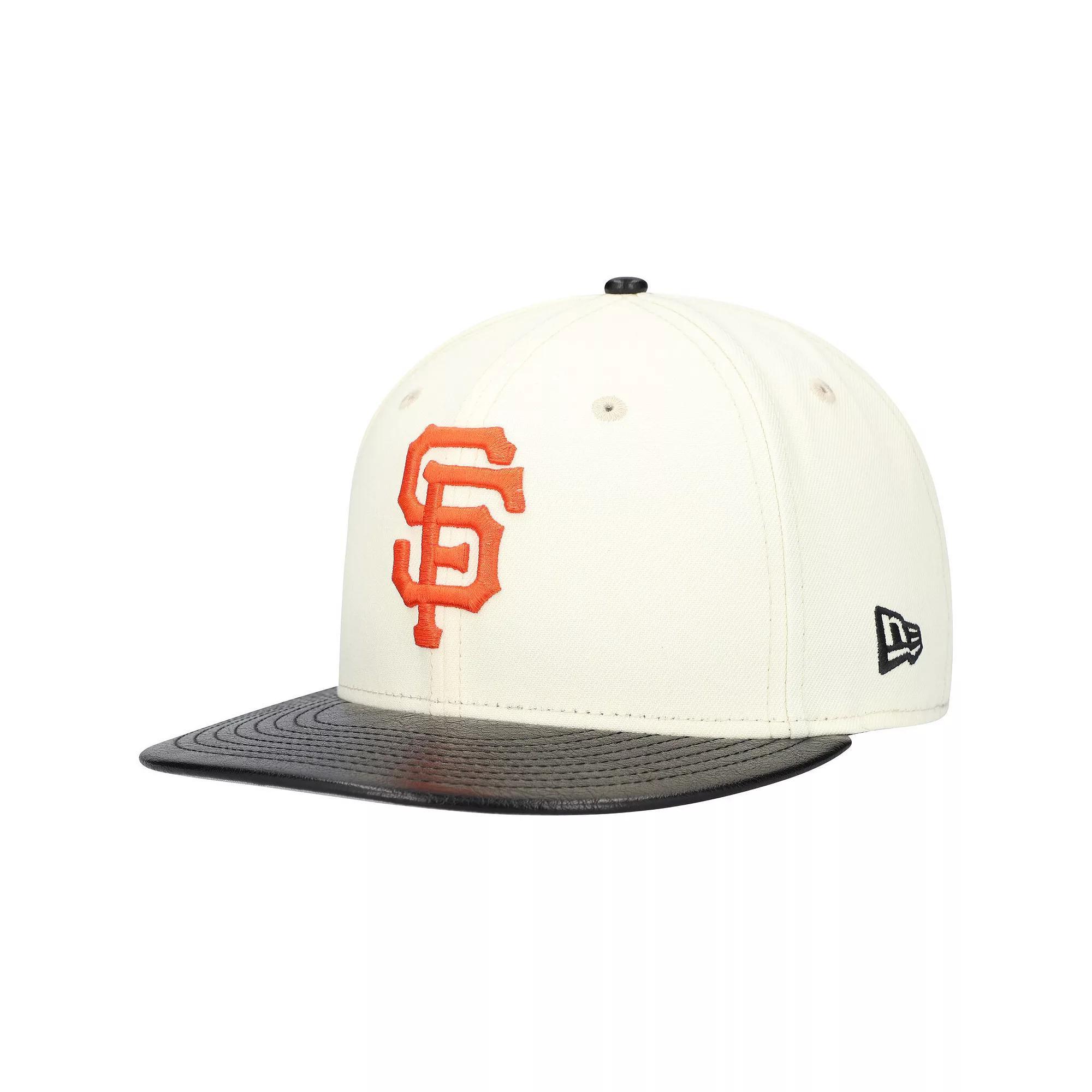 Men's New Era Cream San Francisco Giants Game Night Leather Visor 59FIFTY Fitted Hat, Size: 7 5/8, Beige Product Image