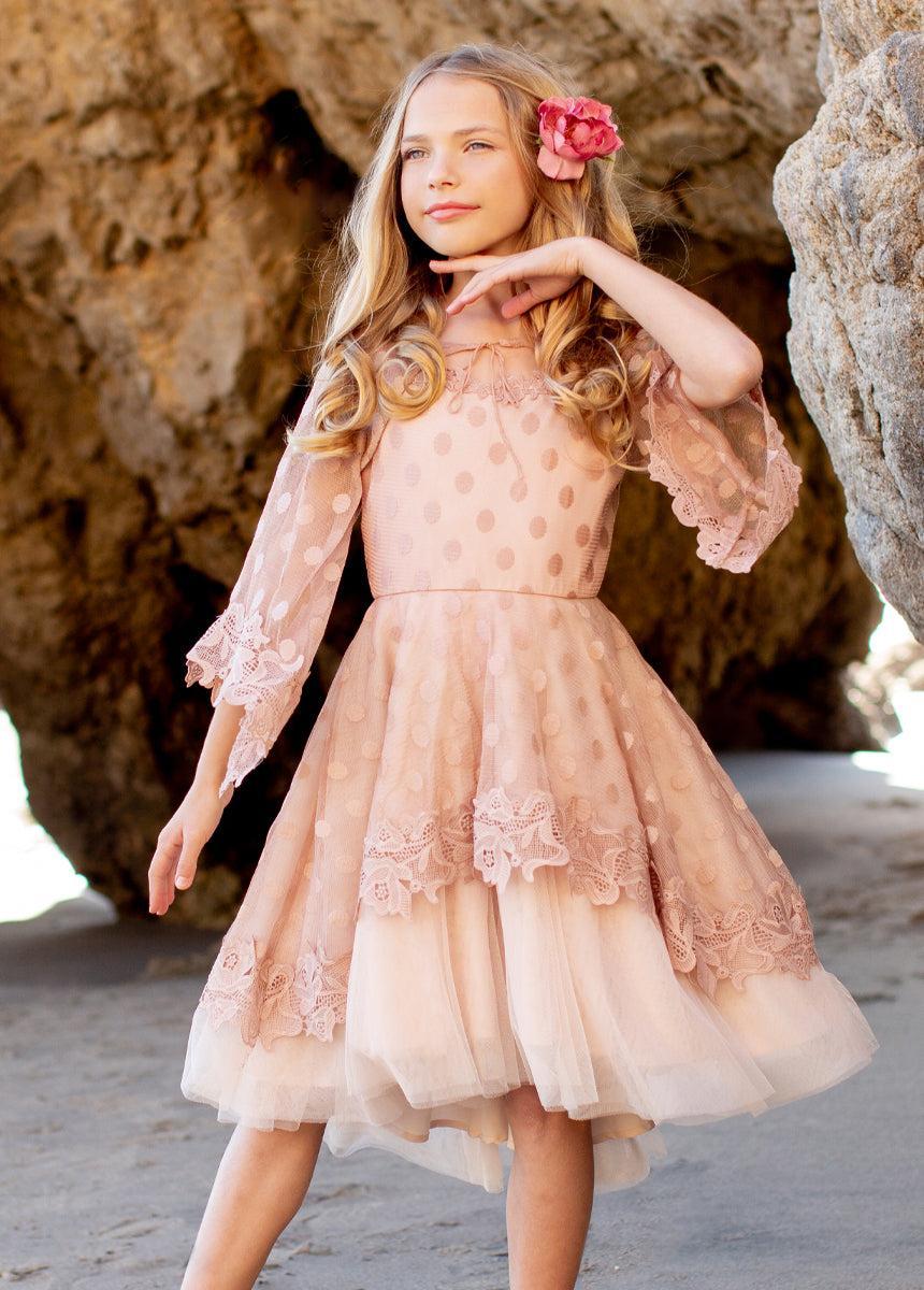 Gracyn Petticoat Dress in Desert Shell Girls Product Image