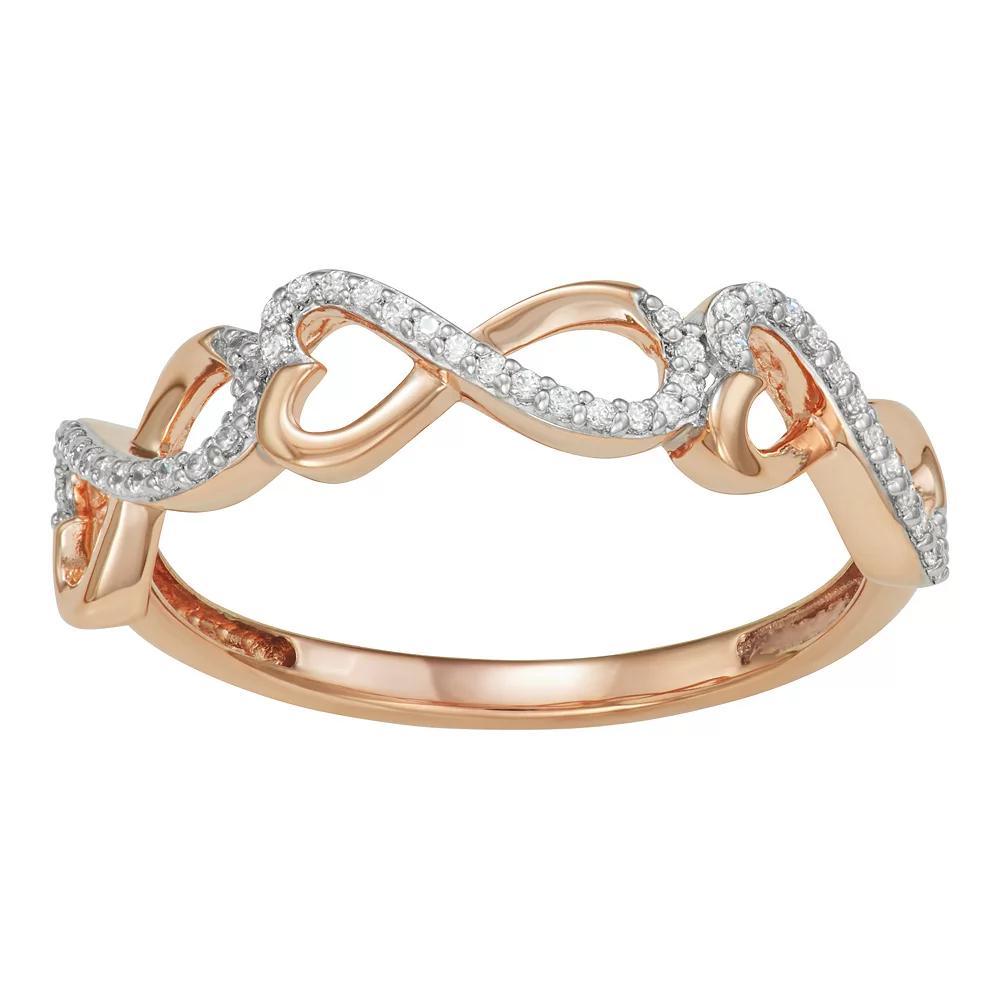 Sterling Silver 1/6 Carat T.W. Diamond Infinity Heart Ring, Women's, Size: 7, Pink Tone Product Image