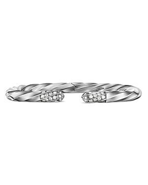 Womens Cable Edge Bracelet In Sterling With Pav Diamonds - Product Image