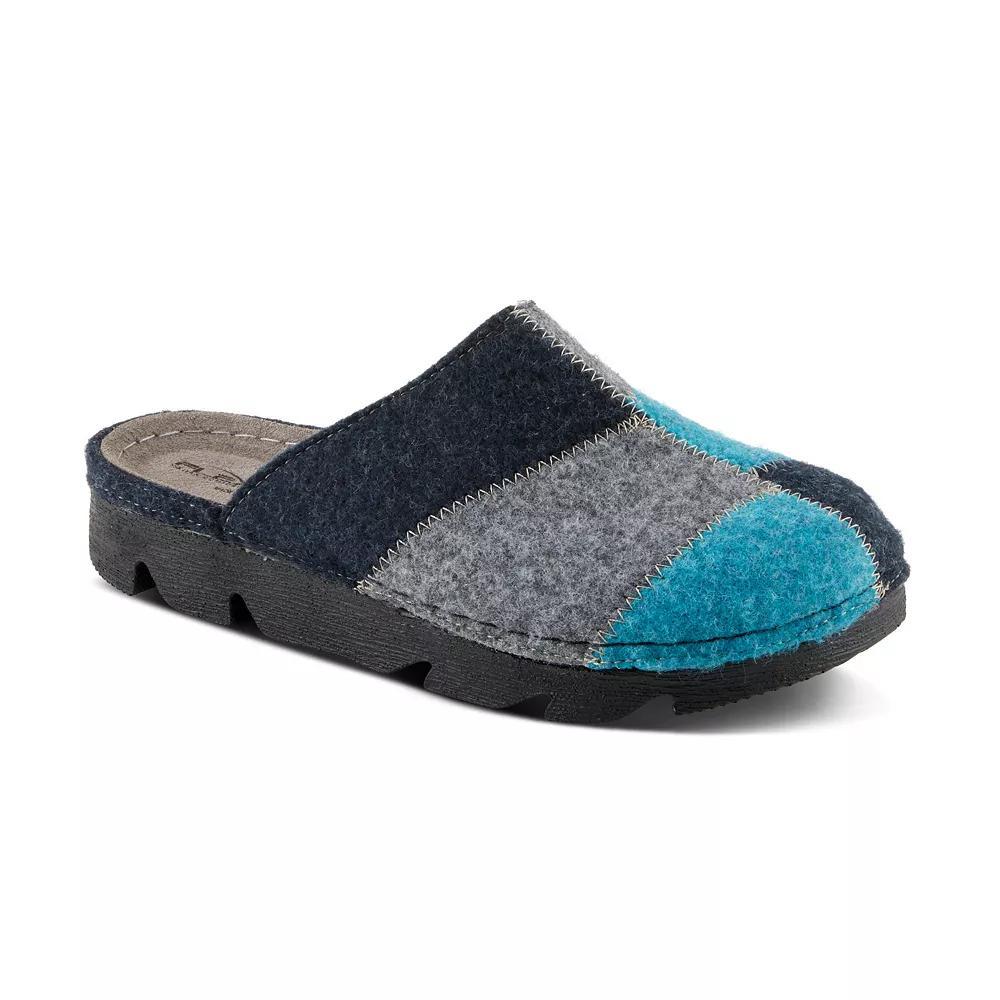 Flexus by Spring Step Women's Patchy Wool Clog Slippers, Size: 38, Blue Team Product Image