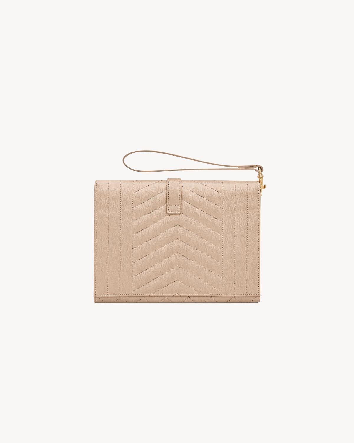 envelope flap pouch in mix matelassé grain de poudre leather Product Image