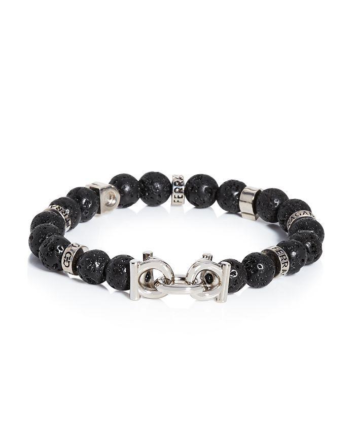 FERRAGAMO Salvatore  Men's Gancini Lava Beads Bracelet In Brown Product Image