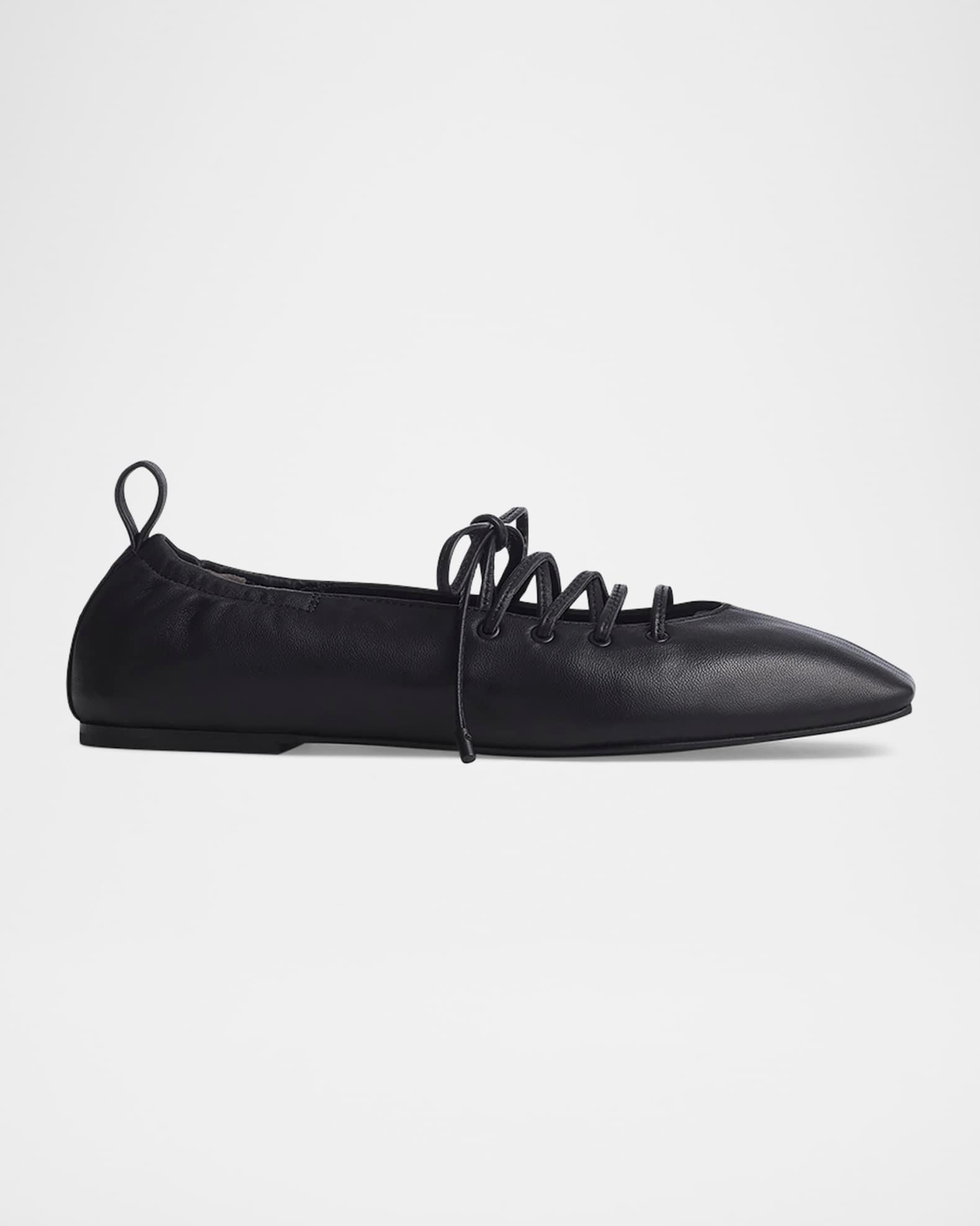 Sophia Lace-Up Leather Ballerina Flats Product Image