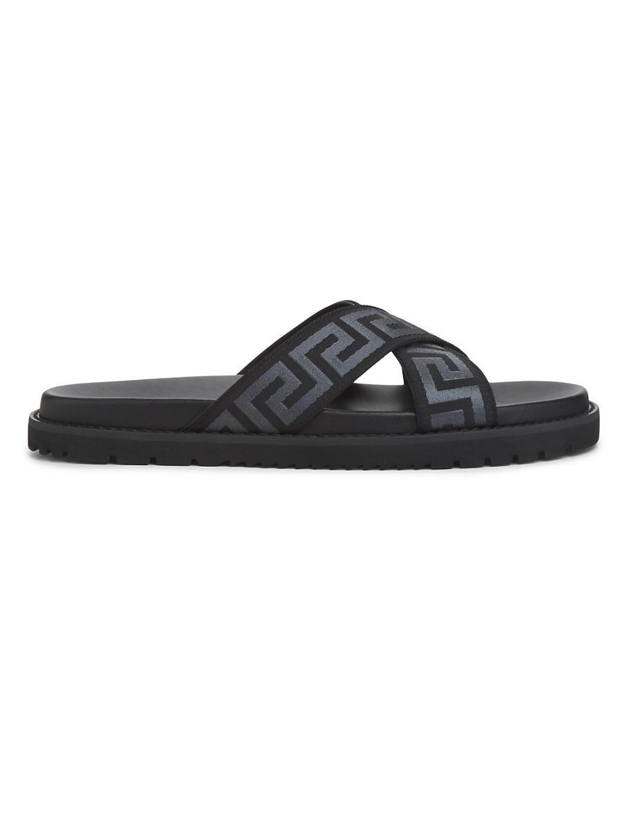 Mens Greek Key Crisscross Slide Sandals Product Image