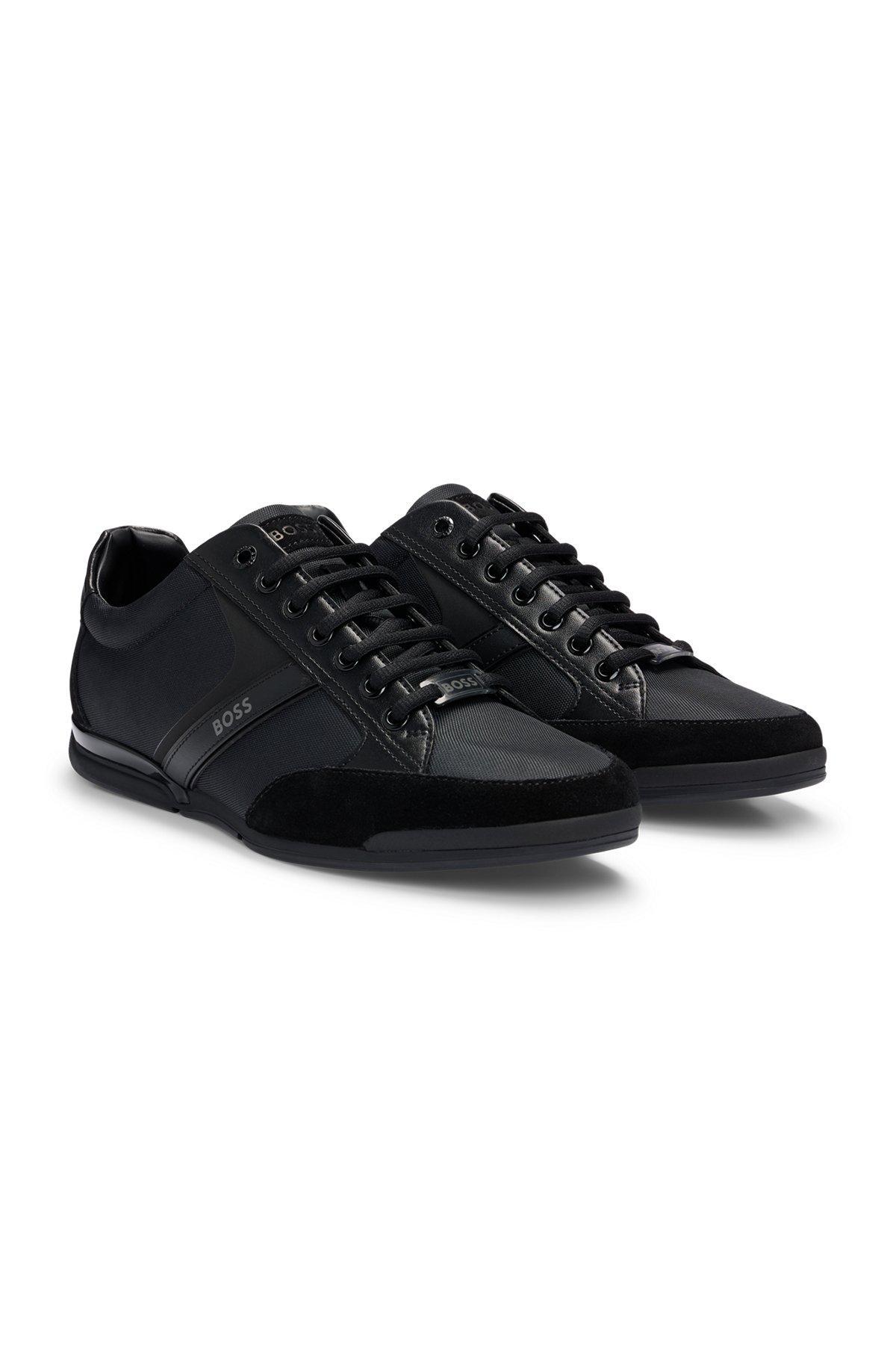 BOSS - Mixed-material trainers with suede and faux leather - Black Product Image