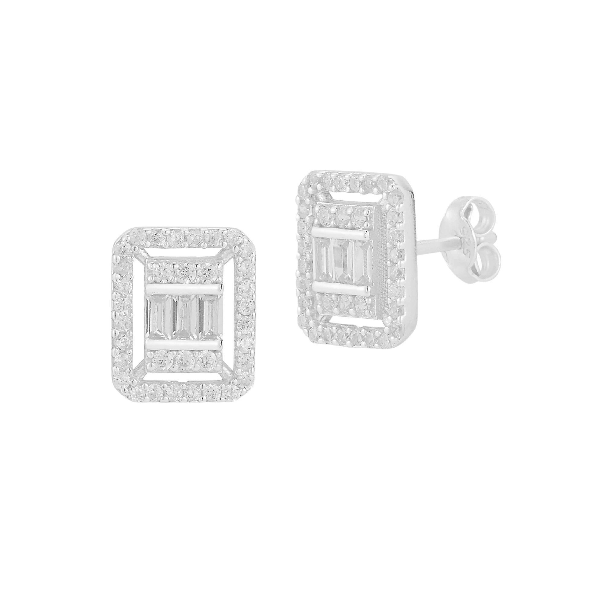Sunkissed Sterling Cubic Zirconia Cluster Stud Earrings, Women's, Silver Tone Product Image