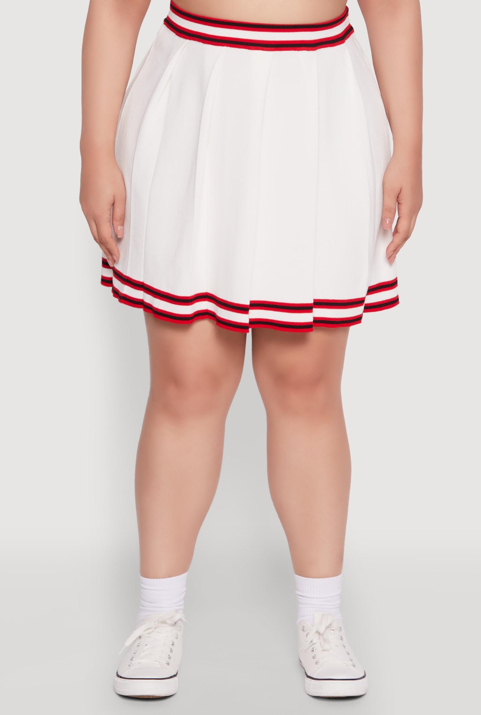 Plus Size Daisy Varsity Stripe Pleated Skirt Female Product Image