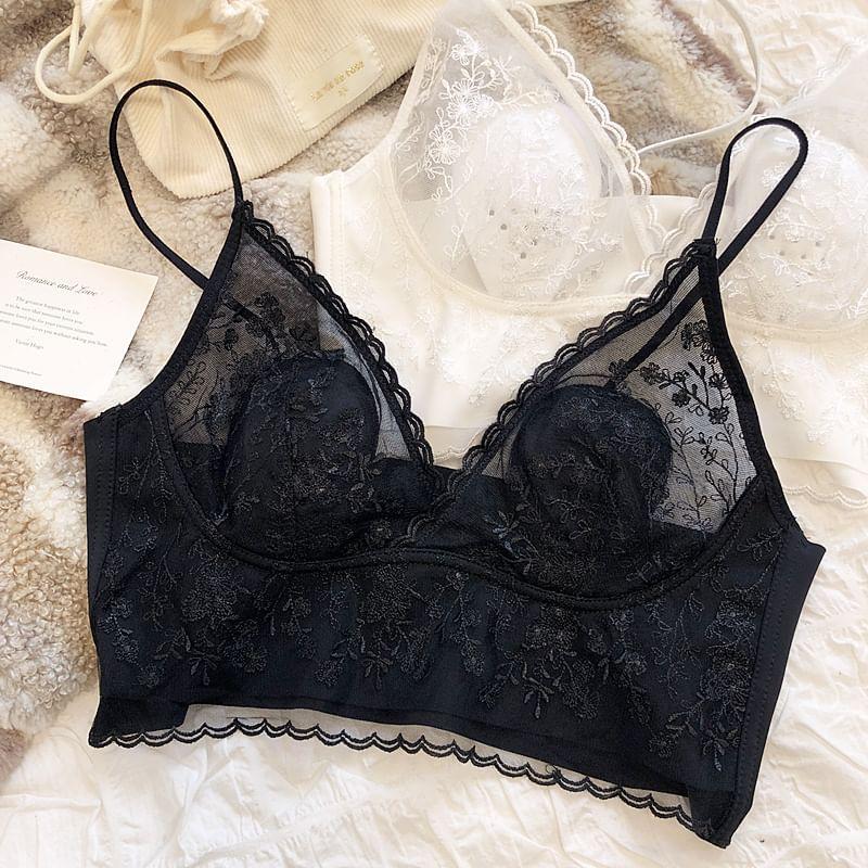 Spaghetti Strap Lace Bralette Product Image