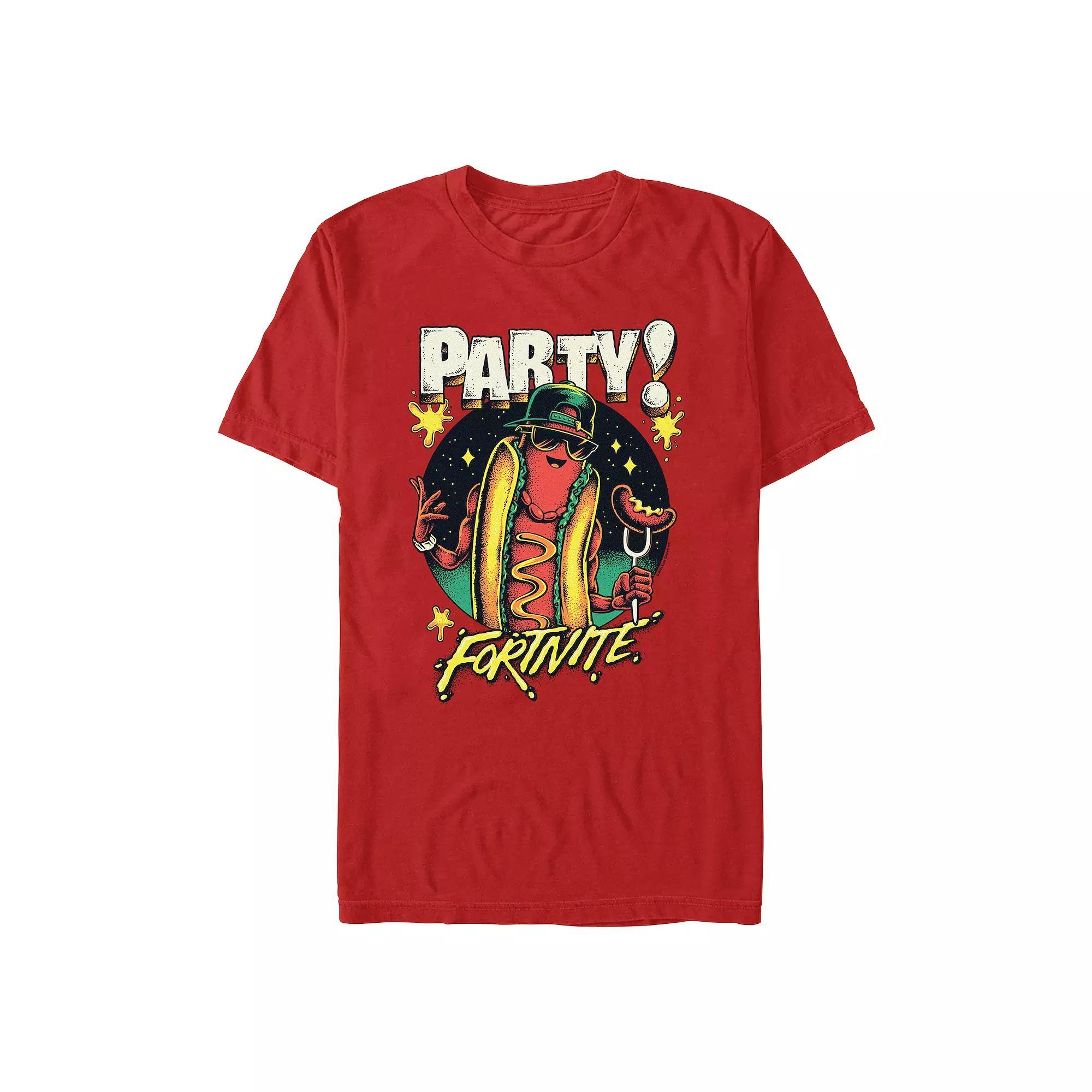 Men's Fortnite Party Hot Dog Graphic Tee, Size: Small, Red Product Image
