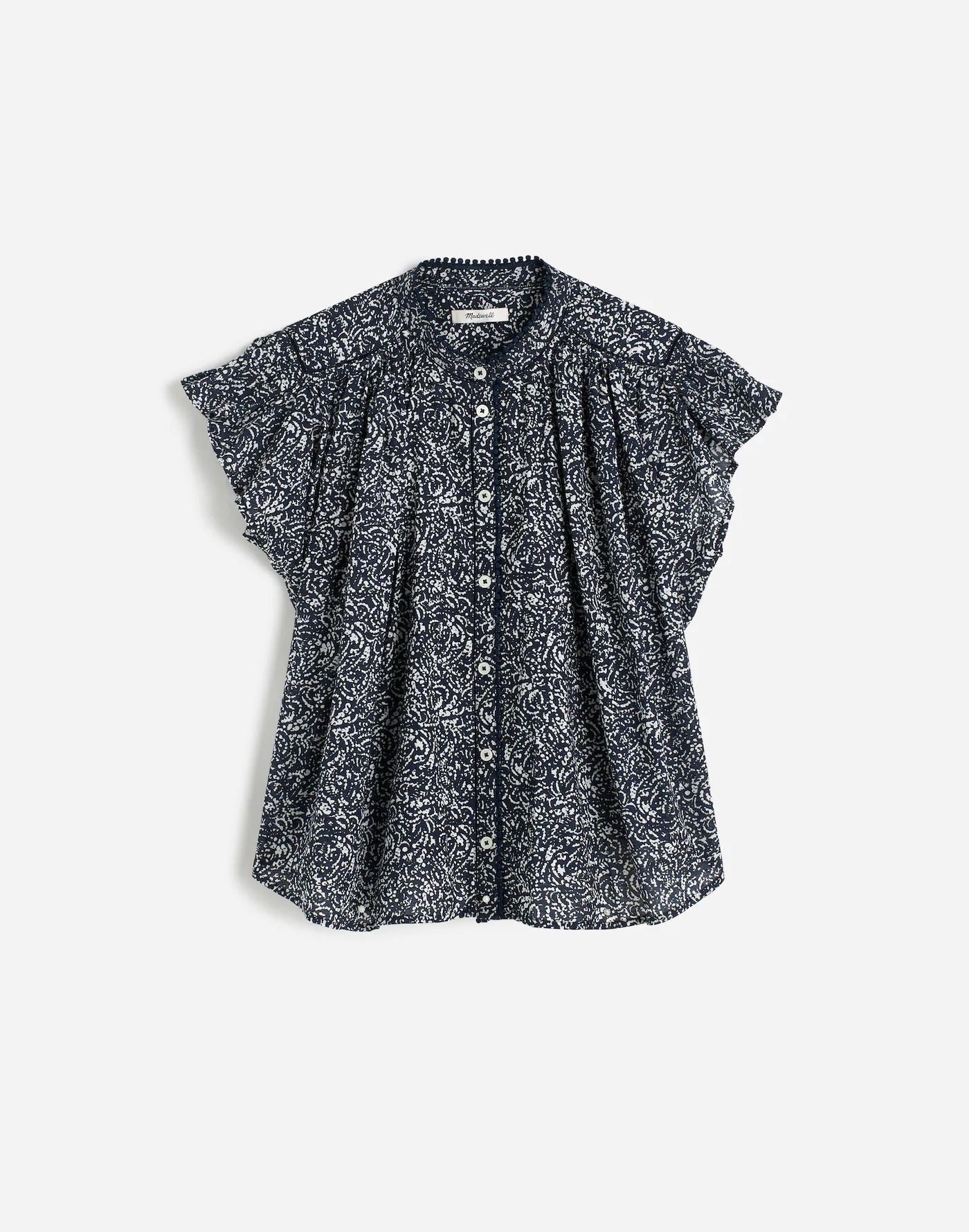 Shirred Lace-Trim Top Product Image