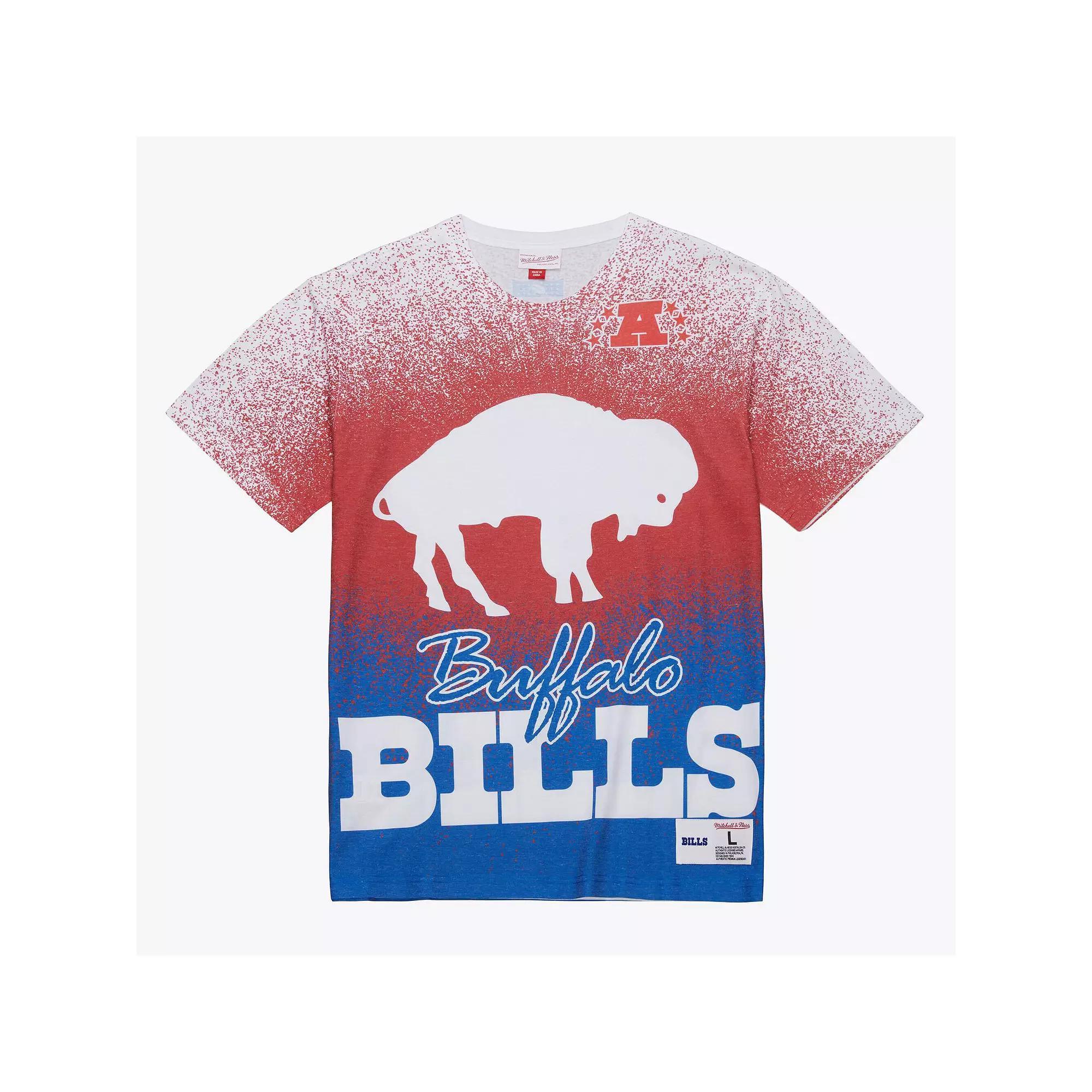Men's Mitchell & Ness  White Buffalo Bills Team Burst Vintage Logo T-Shirt, Size: Small Product Image