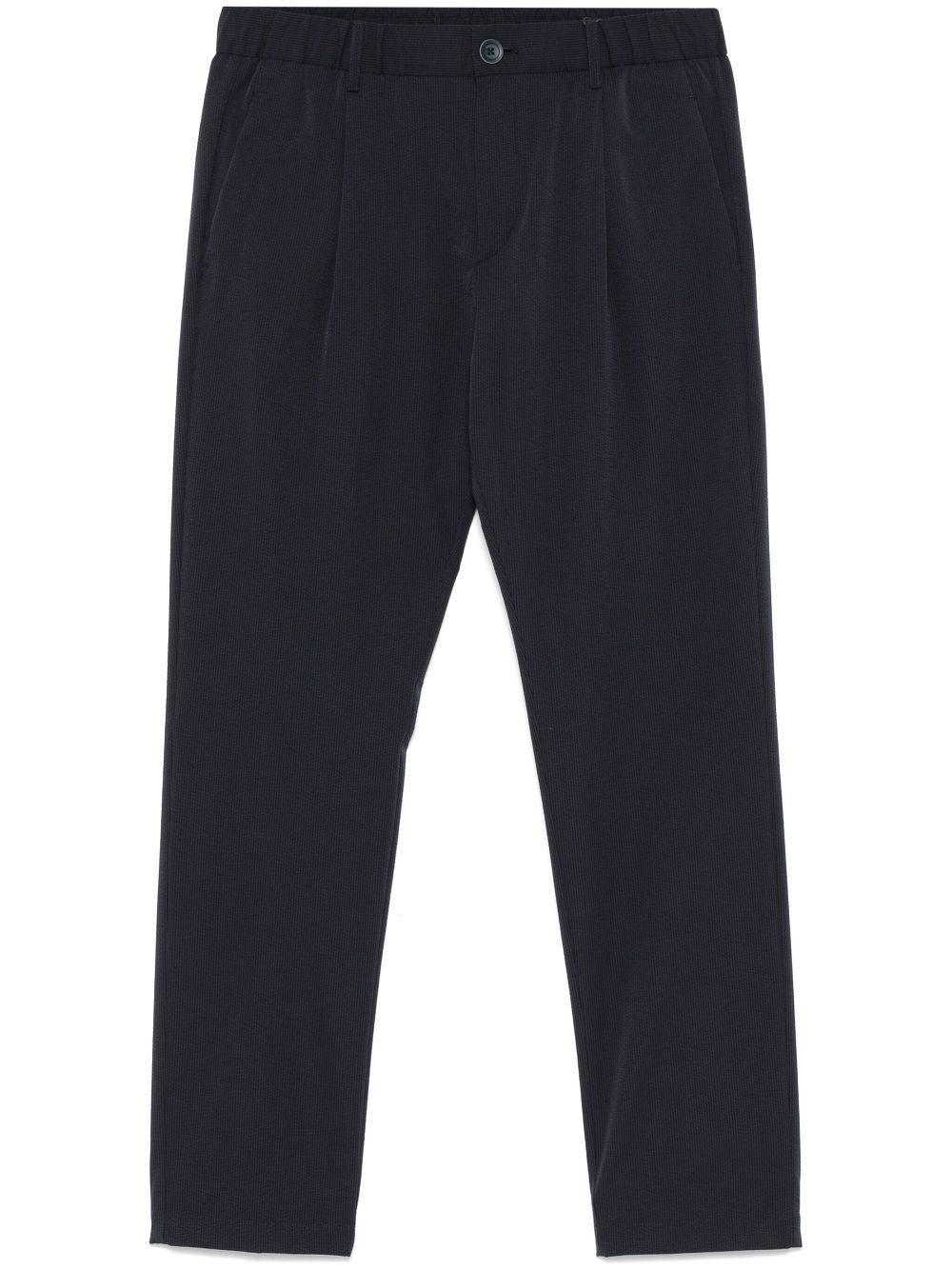 HERNO Seersucker Trousers In Blue Product Image