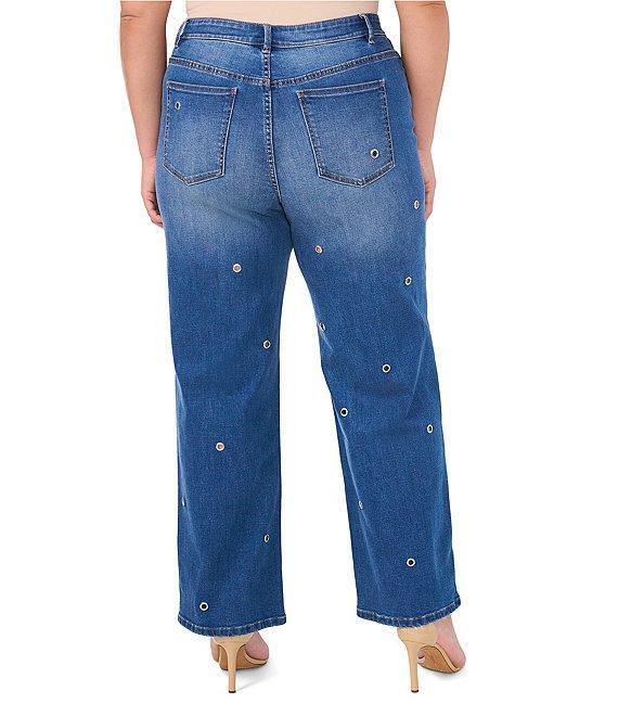 Vince Camuto Plus Size Wide Leg Grommet Detail Jeans Product Image