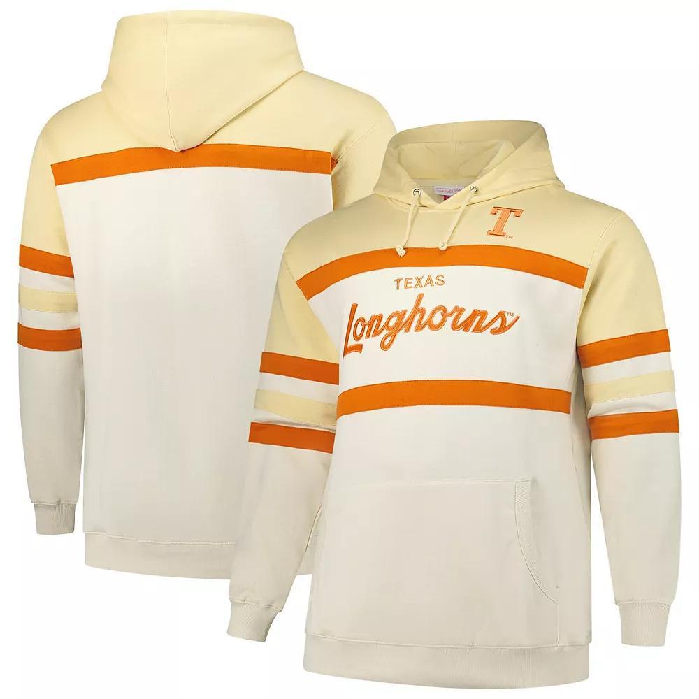 Men's Mitchell & Ness Cream Texas Longhorns Big & Tall Head Coach Pullover Hoodie, Size: 5XB, Beige Product Image