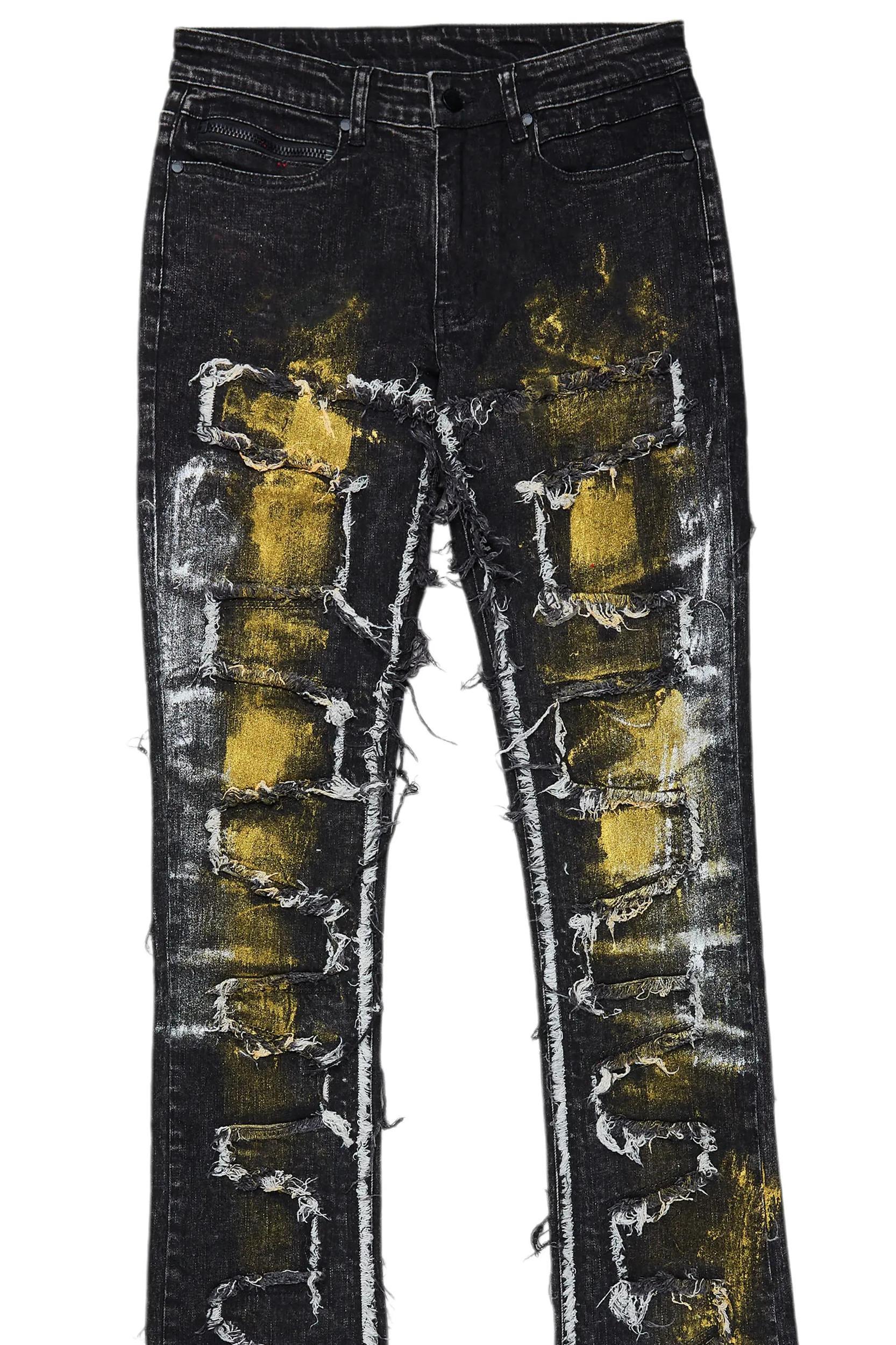Hallia Dark Grey Stacked Flare Jean Male Product Image