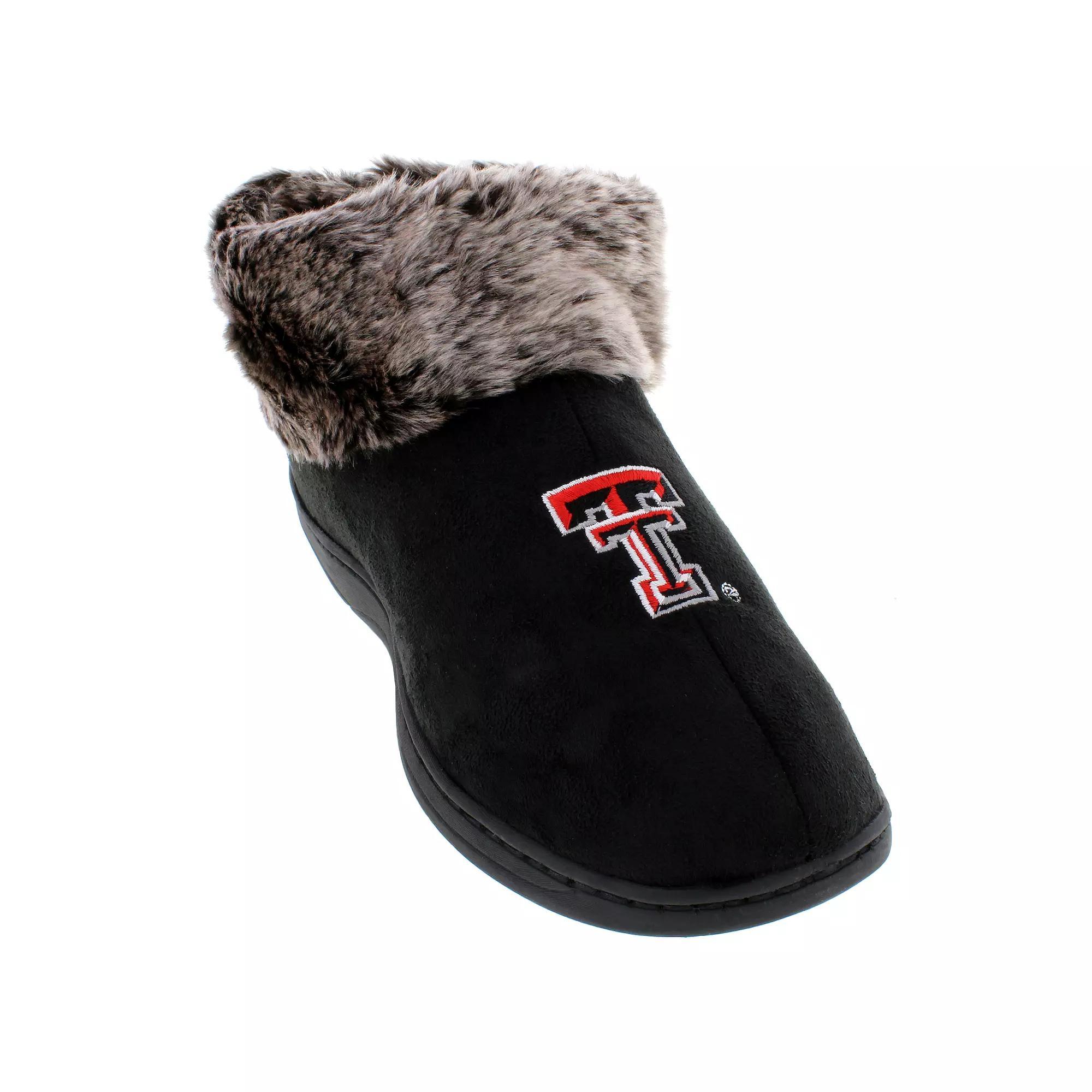 Texas Tech Red Raiders Faux-Fur Slippers, Women's, Size: Small, Black Product Image
