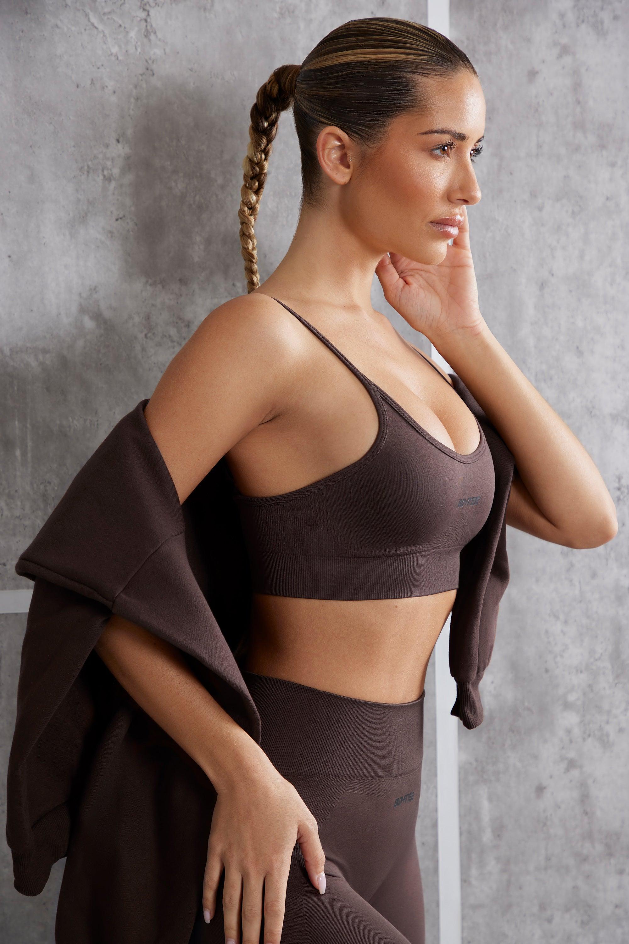 Asymmetric Sports Bra in Brown Product Image