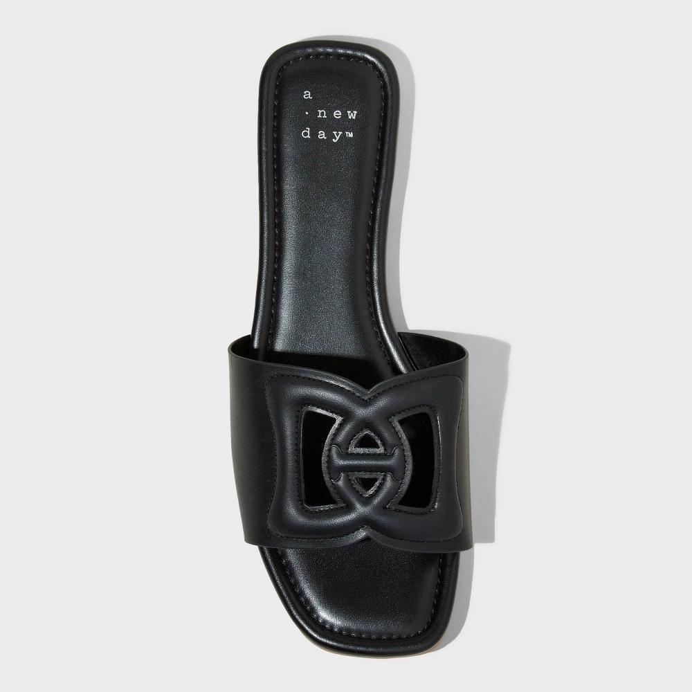 Womens Deidra Slide Sandals - A New Day Black 8.5 Product Image