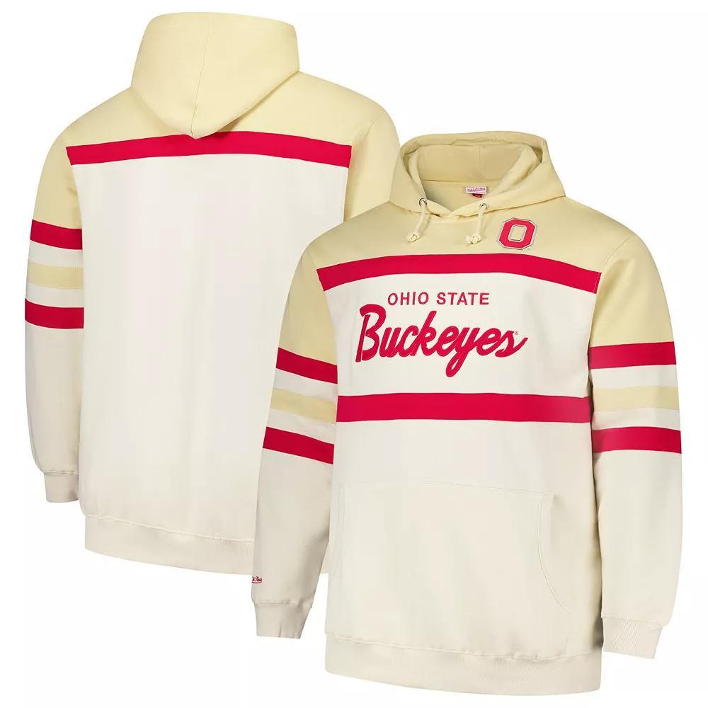 Men's Mitchell & Ness Cream Ohio State Buckeyes Big & Tall Head Coach Pullover Hoodie, Size: 2XLT, Beige Product Image