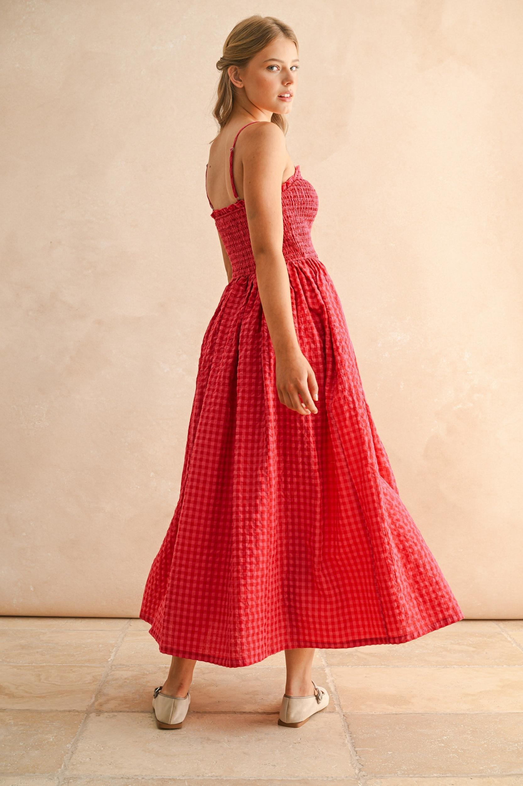 Gingham Smocked Maxi Dress Product Image