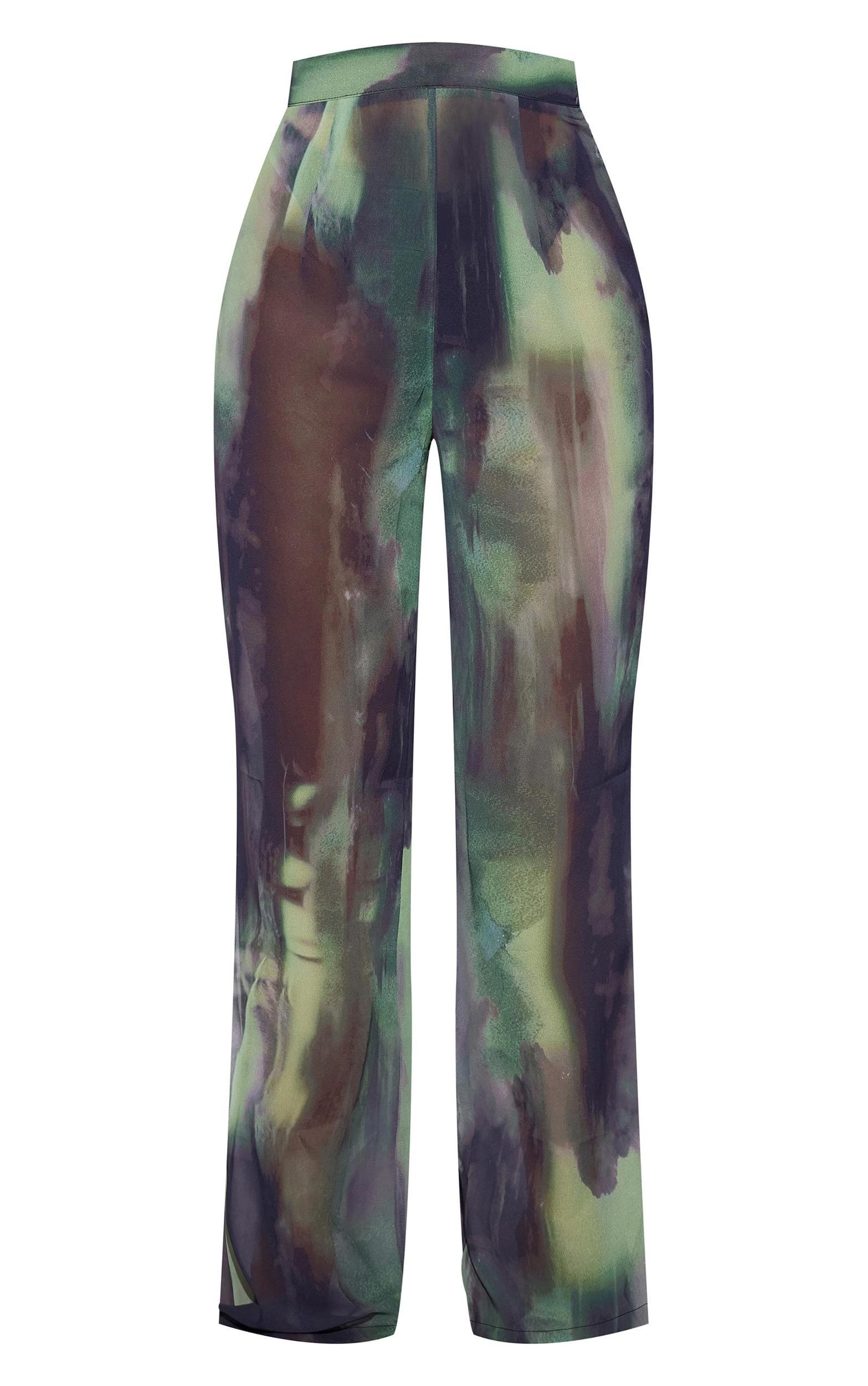 Green Grunge Print Beach Flares Product Image