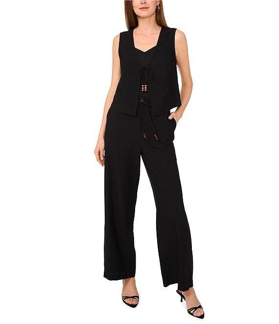 Vince Camuto Coordinating Woven Belted Straight Leg Pants Product Image